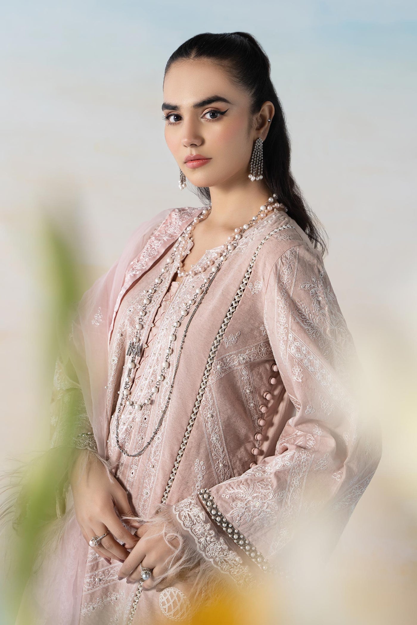 3 Piece Embroidered Self Jacquard Suit | DW-EF24-32