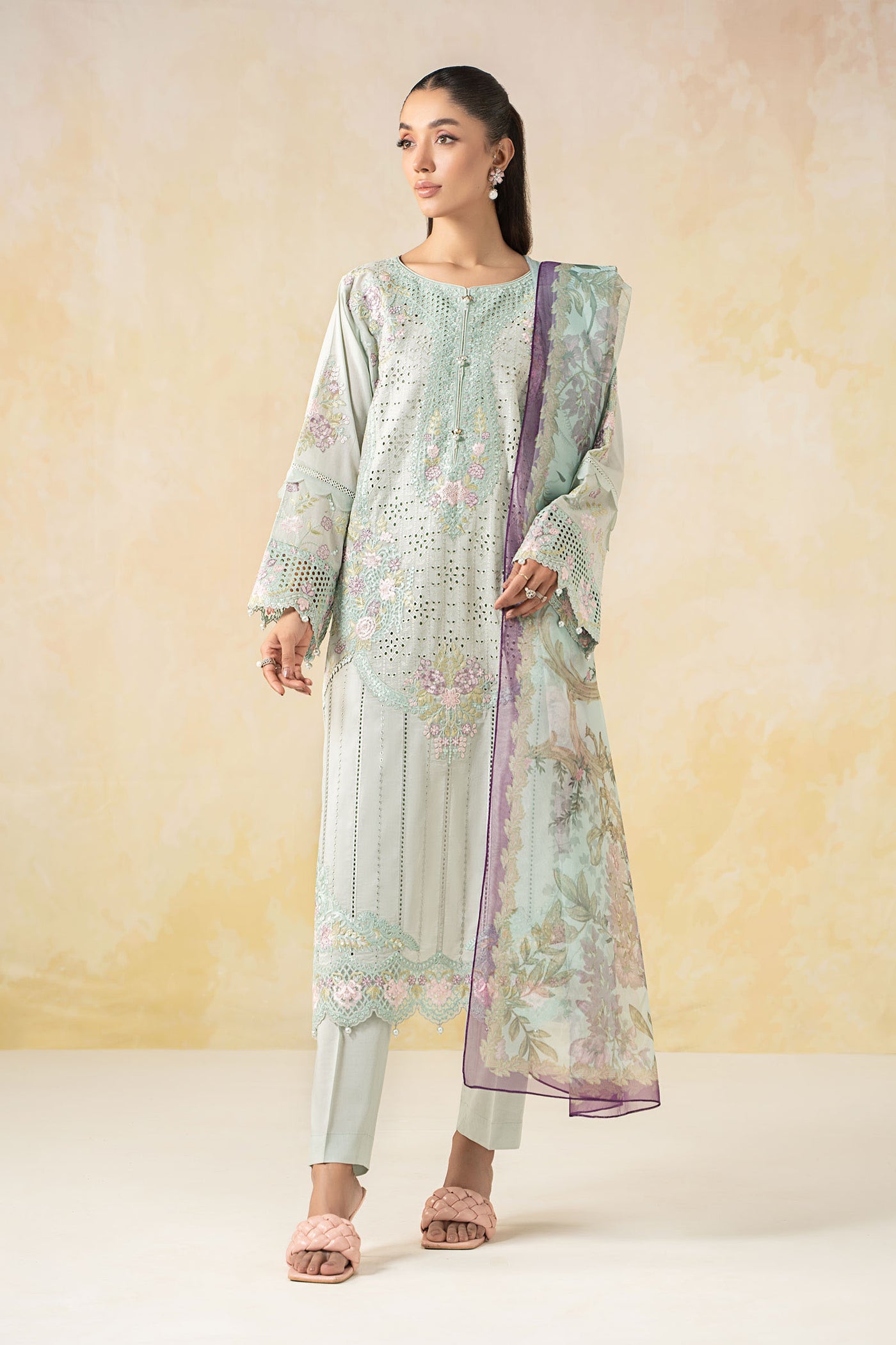 3 Piece Embroidered Lawn Suit | DW-EF25-04