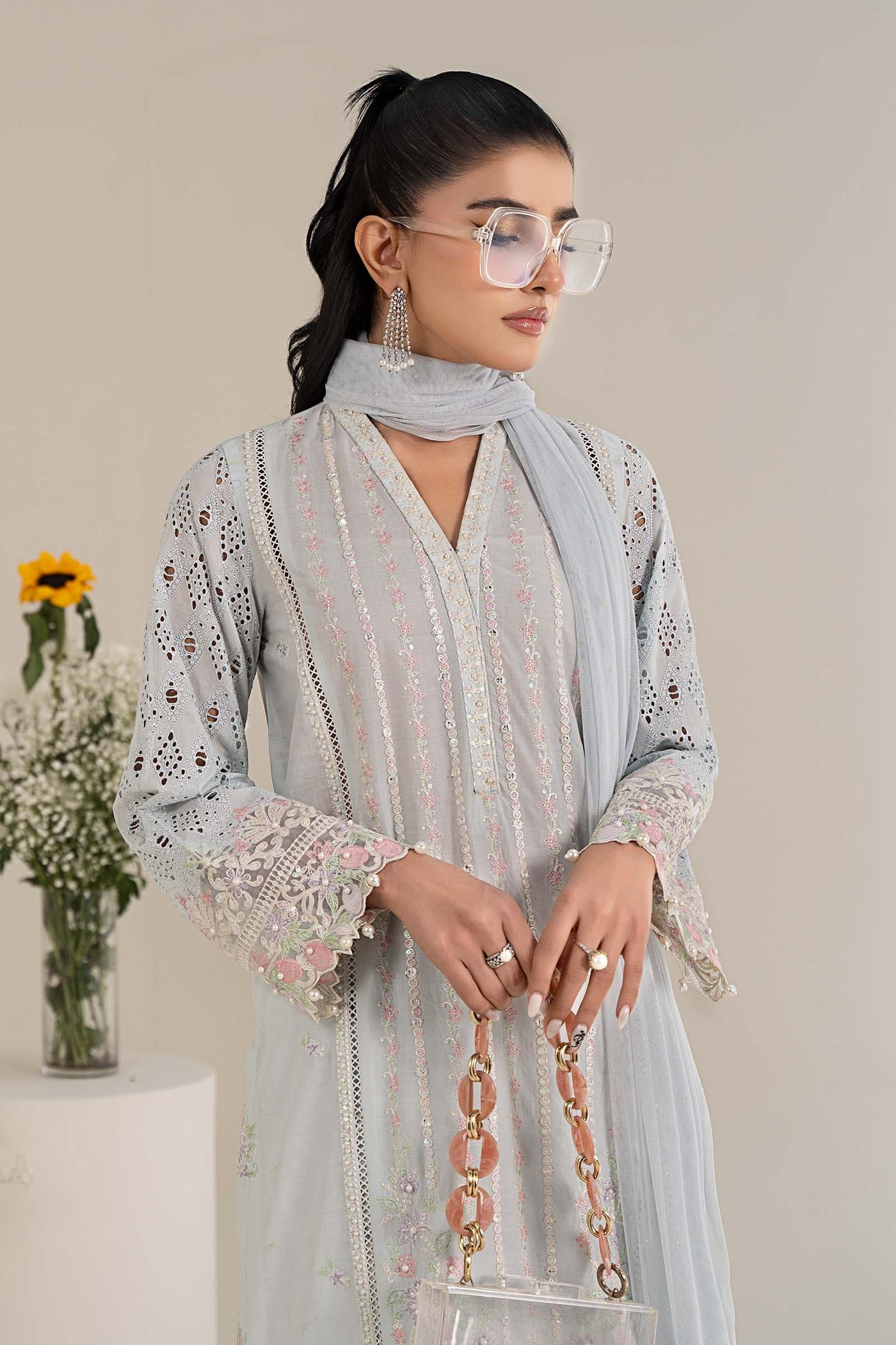 3 Piece Embroidered Lawn Suit | DW-EF25-07