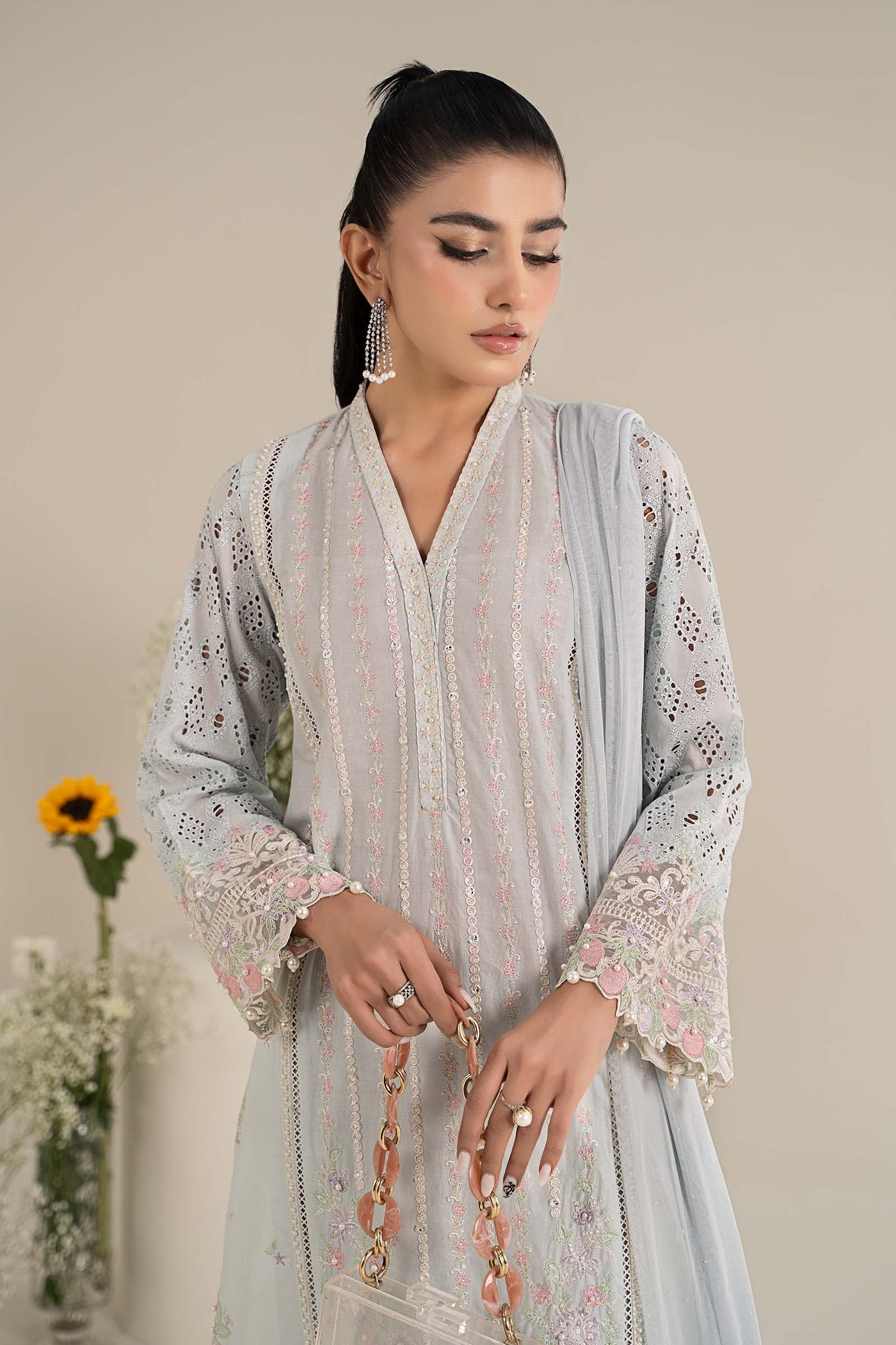 3 Piece Embroidered Lawn Suit | DW-EF25-07