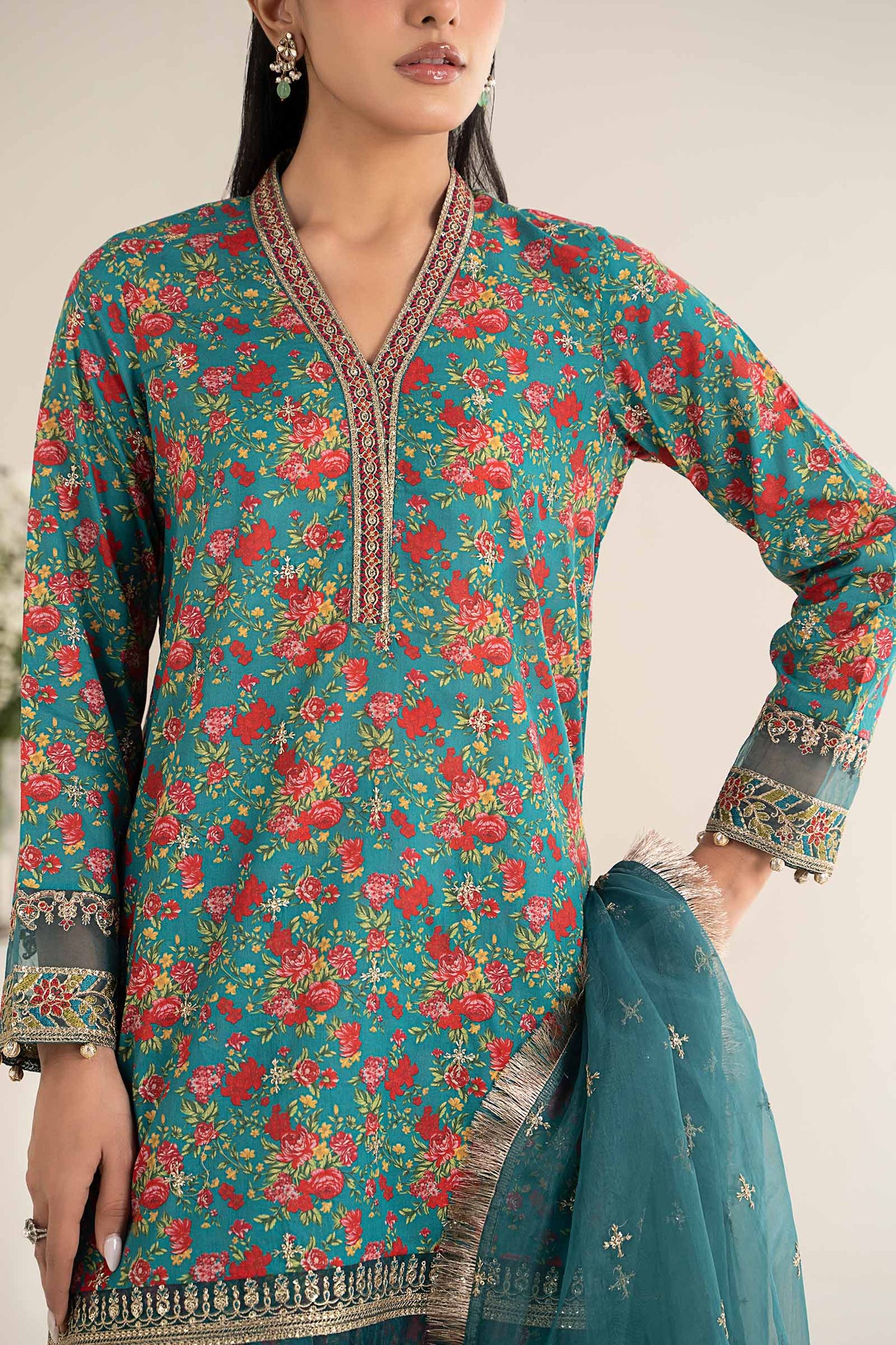 3 Piece Embroidered Lawn Suit | DW-EF25-09