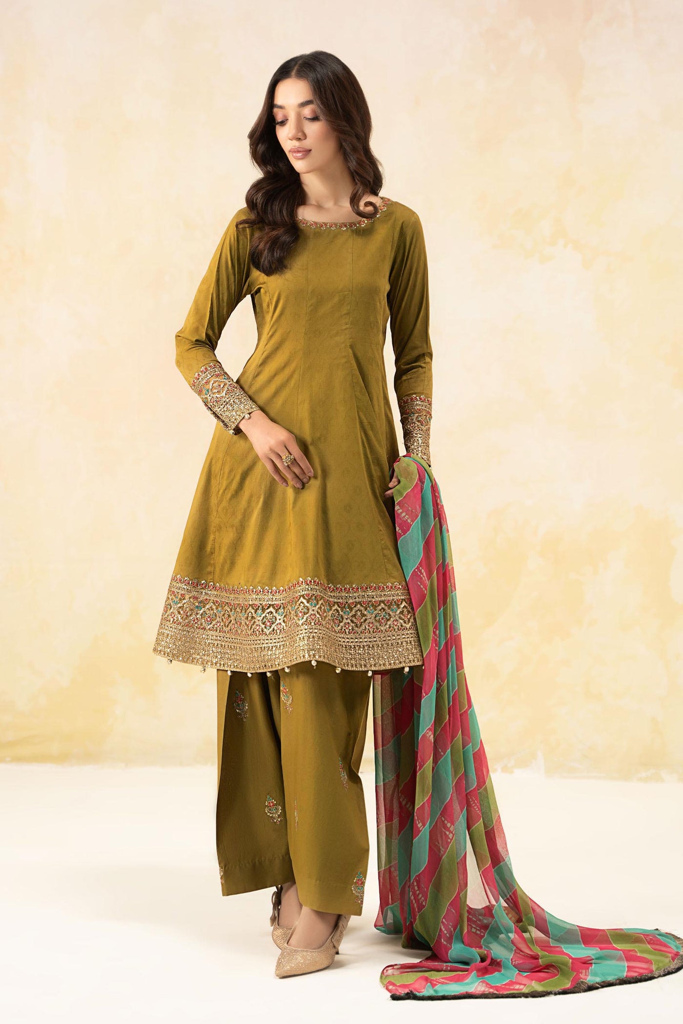 3 Piece Embroidered Self Jacquard Lawn Suit | DW-EF25-10