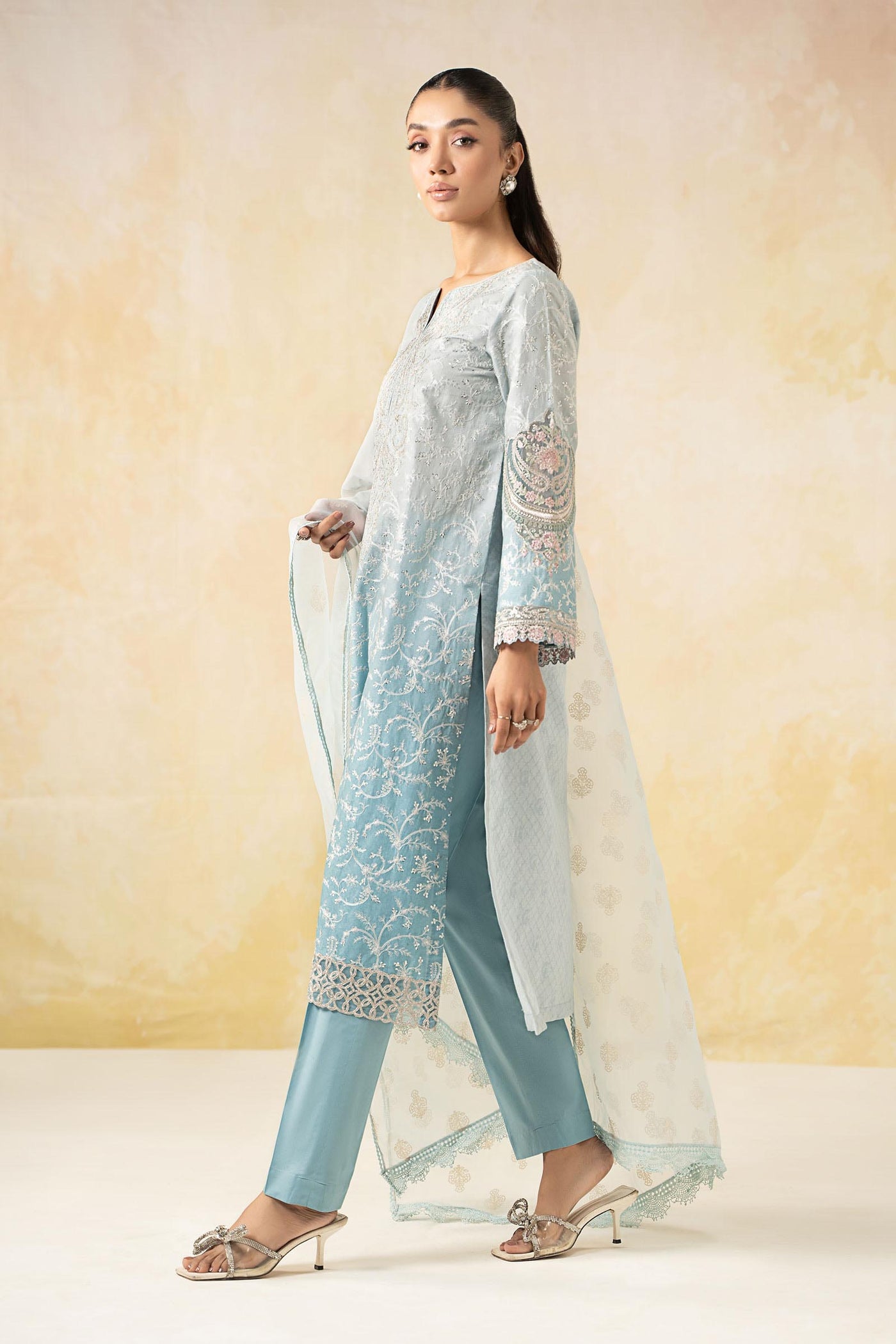 3 Piece Embroidered Self Jacquard Lawn Suit | DW-EF25-13