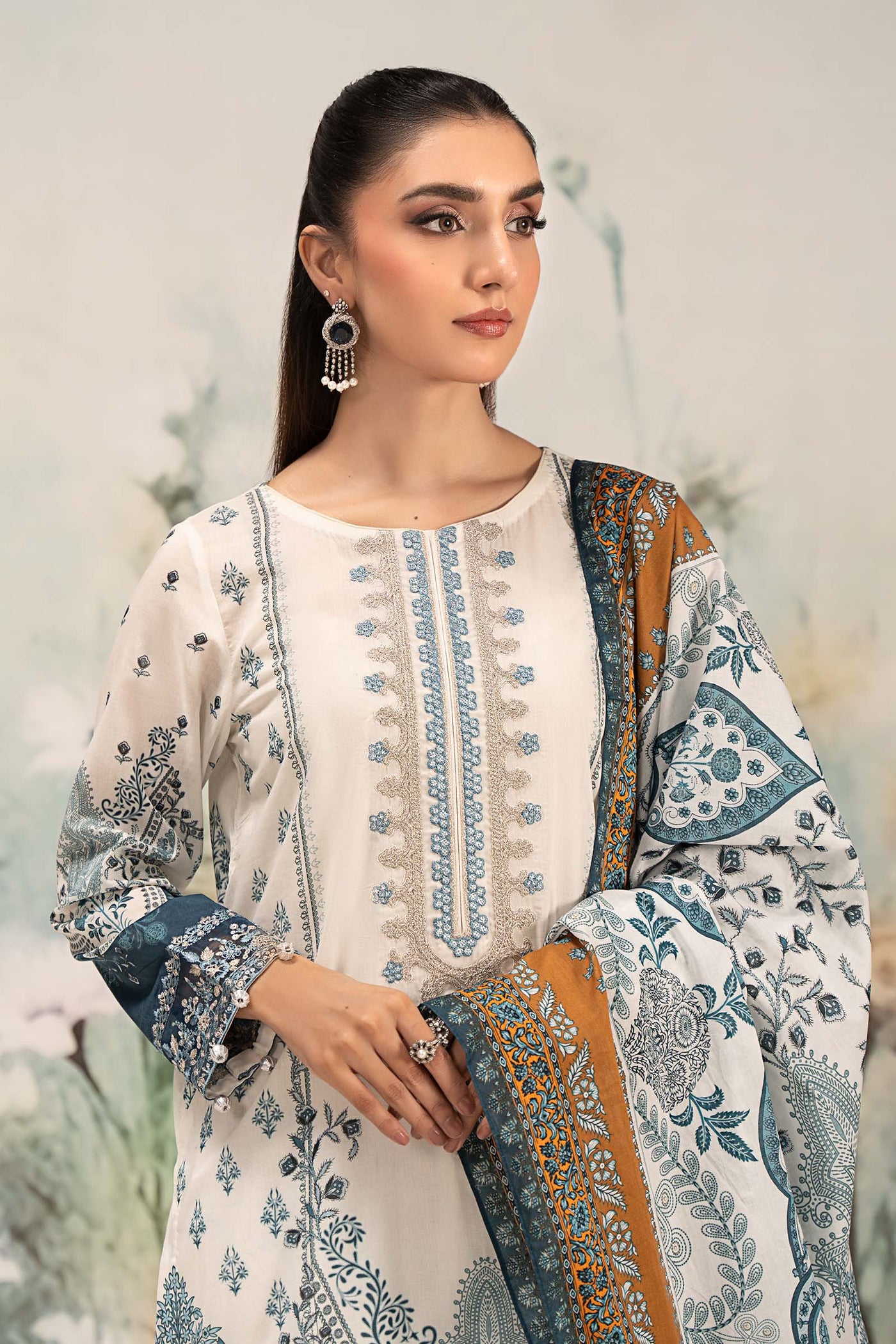 3 Piece Embroidered Lawn Suit | DW-EF25-14