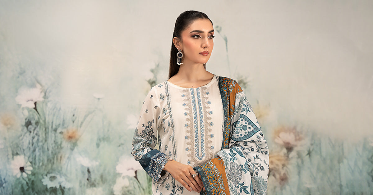 3 Piece Embroidered Lawn Suit | DW-EF25-14