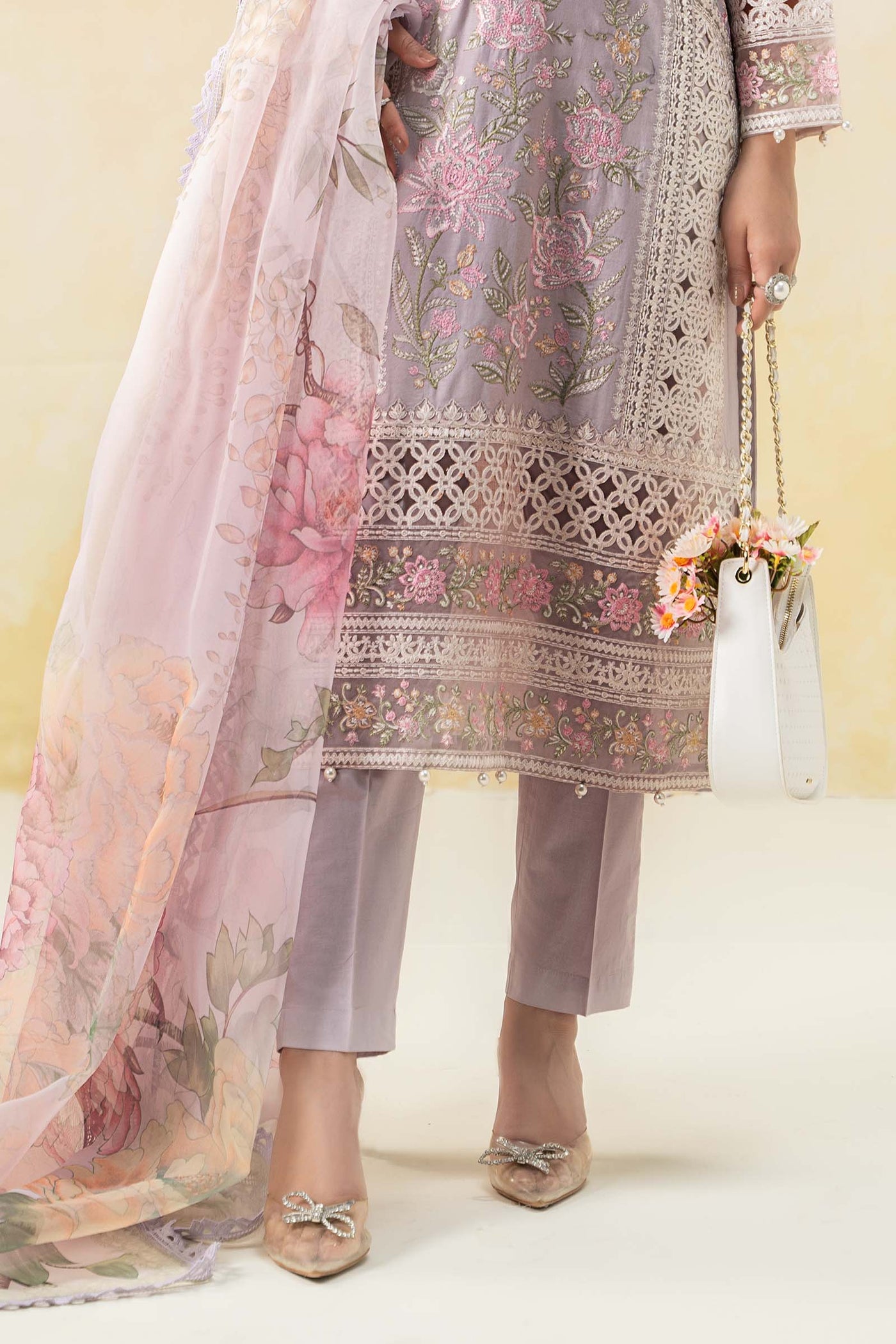 3 Piece Embroidered Dobby Lawn Suit | DW-EF25-151