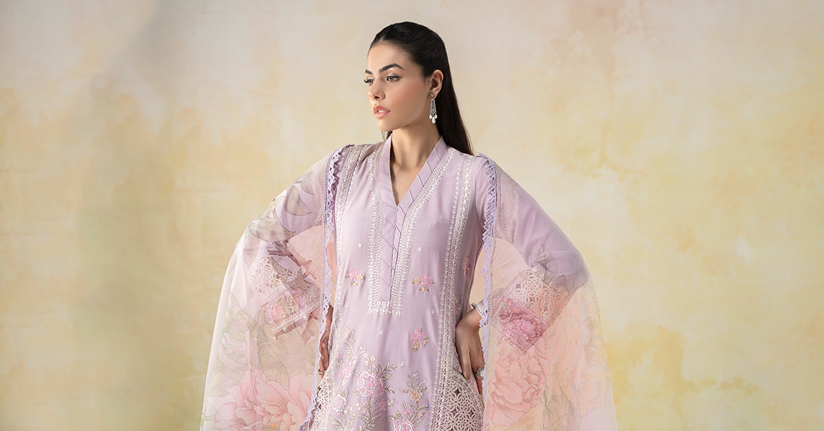 3 Piece Embroidered Dobby Lawn Suit | DW-EF25-151