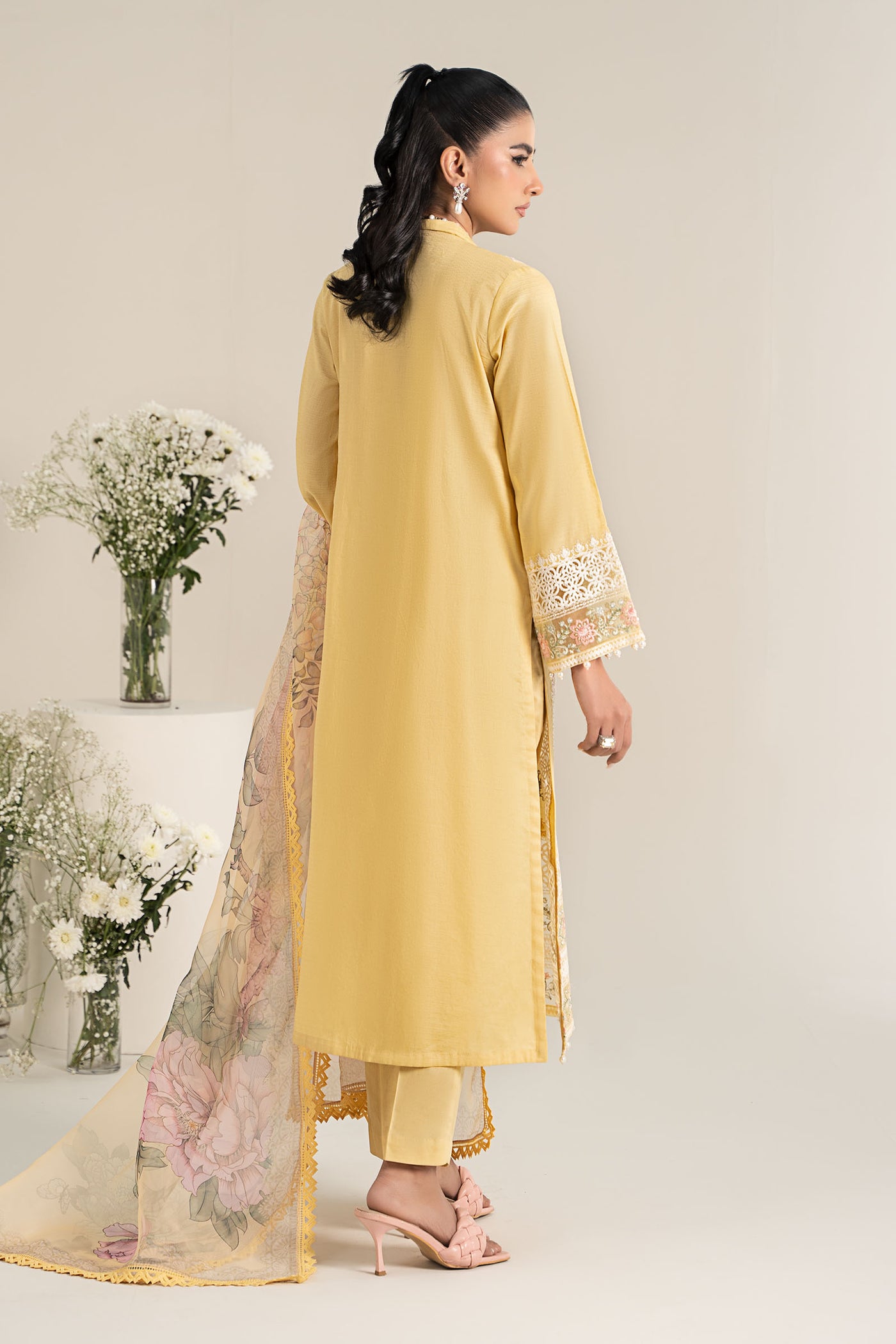 3 Piece Embroidered Dobby Lawn Suit | DW-EF25-151