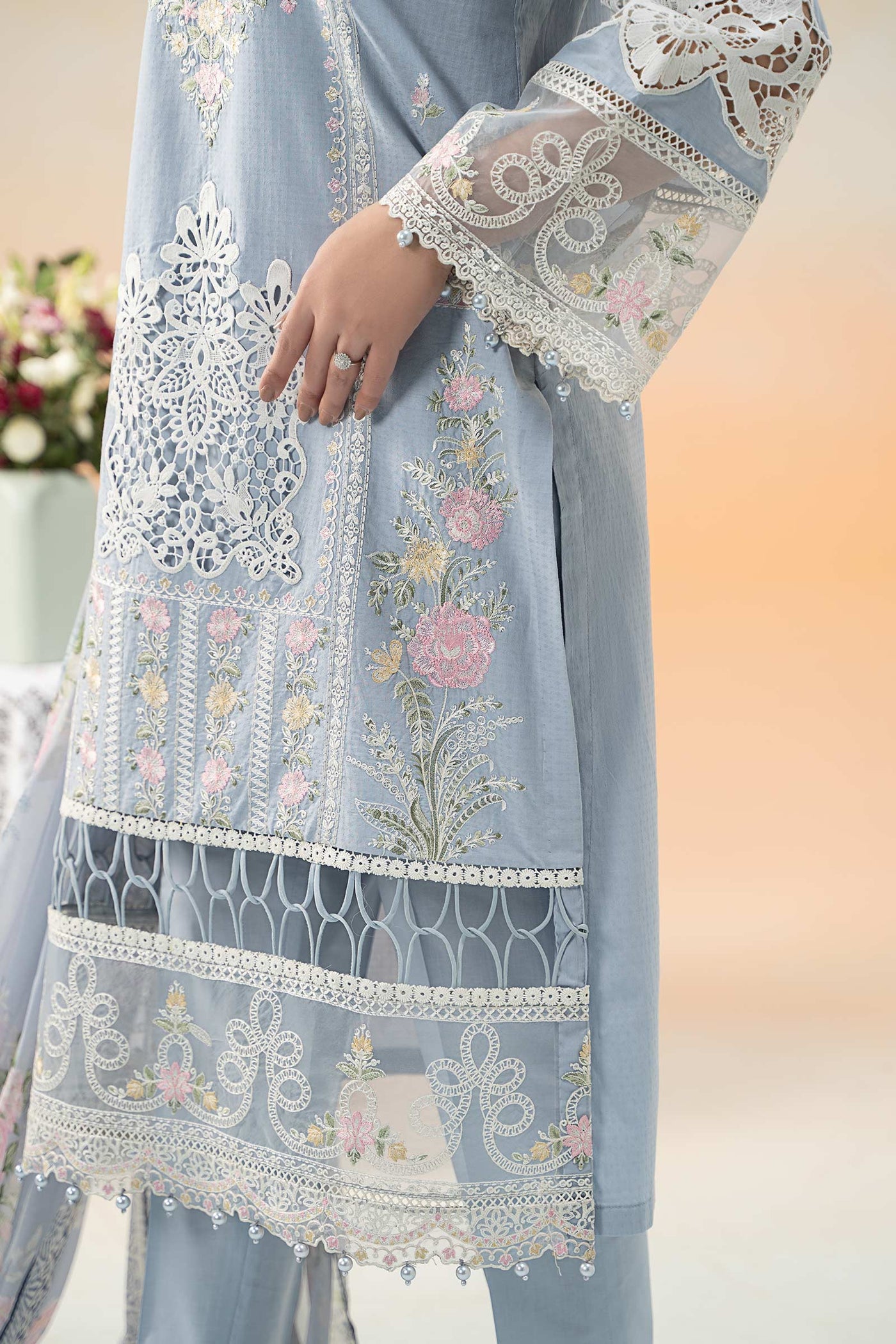 3 Piece Embroidered Dobby Lawn Suit | DW-EF25-35