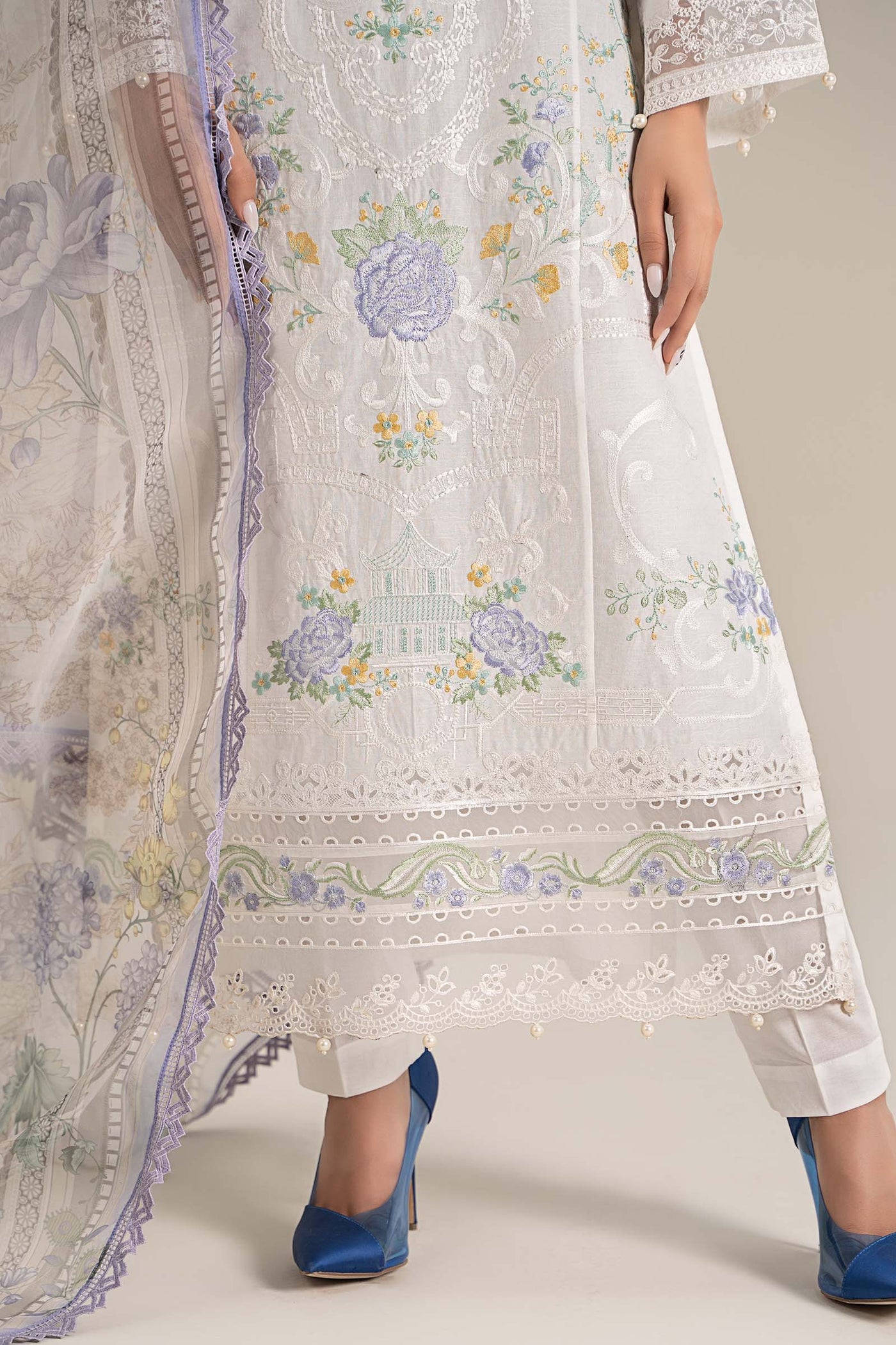 3 Piece Embroidered Self Jacquard Lawn Suit | DW-EF25-49