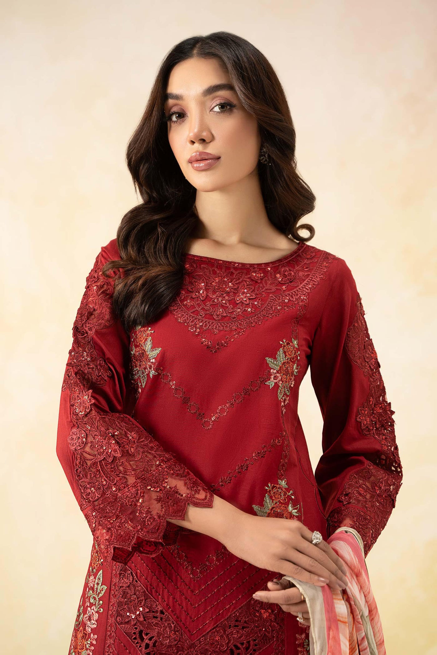 3 Piece Embroidered Dobby Lawn Suit | DW-EF25-53