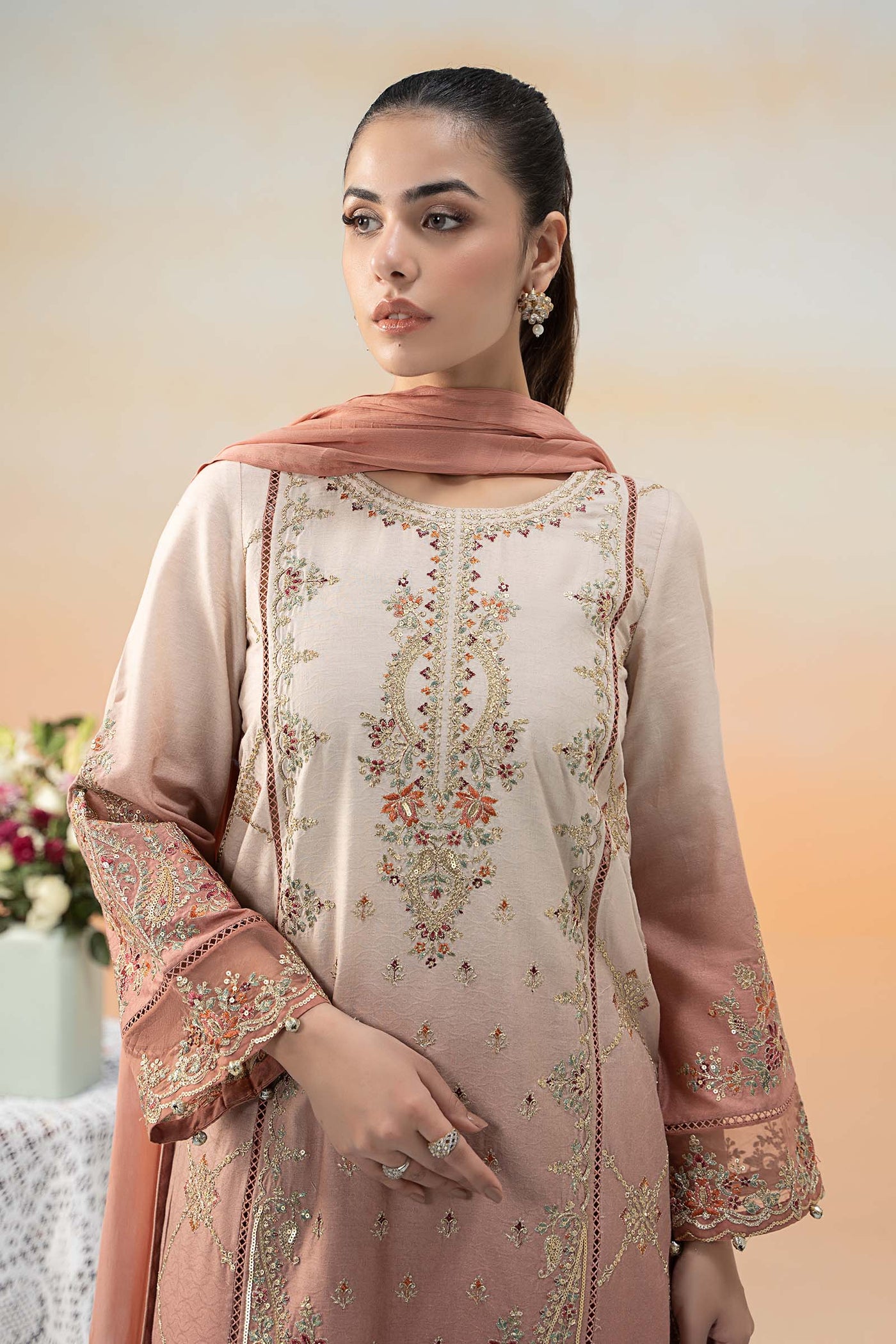 3 Piece Embroidered Self Jacquard Lawn Suit | DW-EF25-71