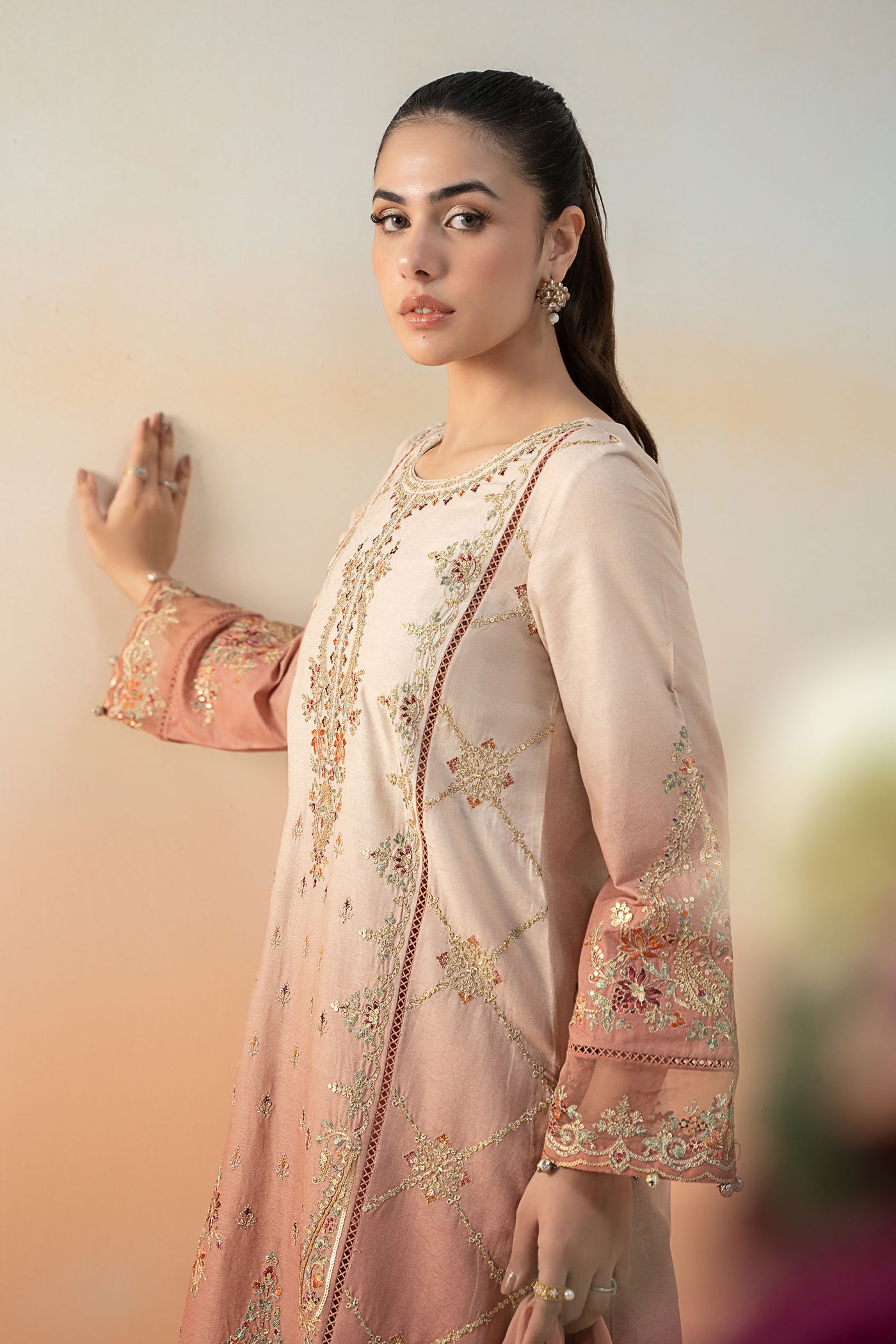 3 Piece Embroidered Self Jacquard Lawn Suit | DW-EF25-71