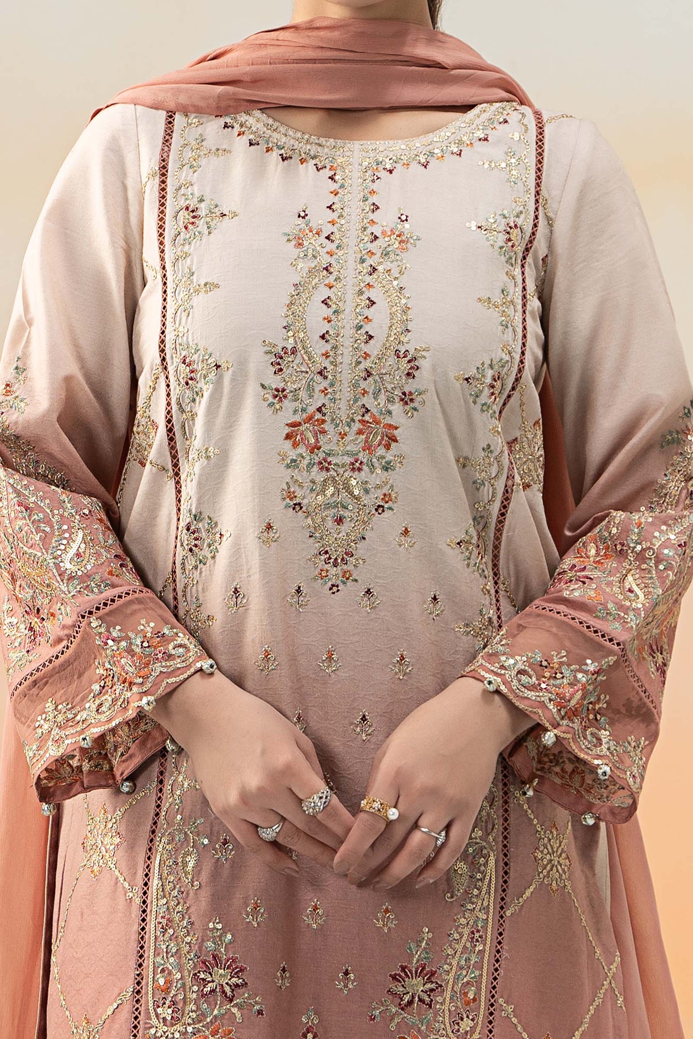 3 Piece Embroidered Self Jacquard Lawn Suit | DW-EF25-71