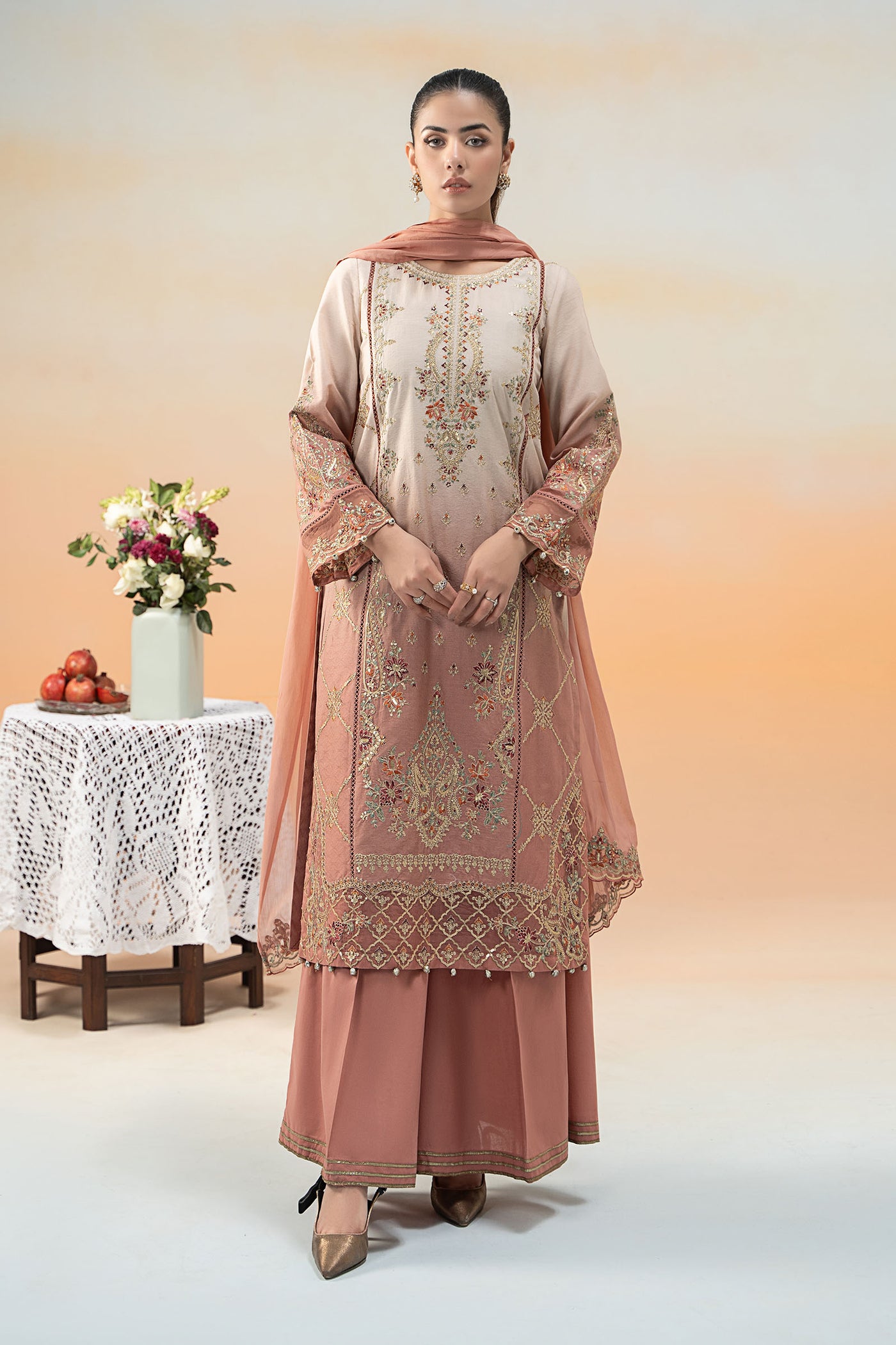 3 Piece Embroidered Self Jacquard Lawn Suit | DW-EF25-71