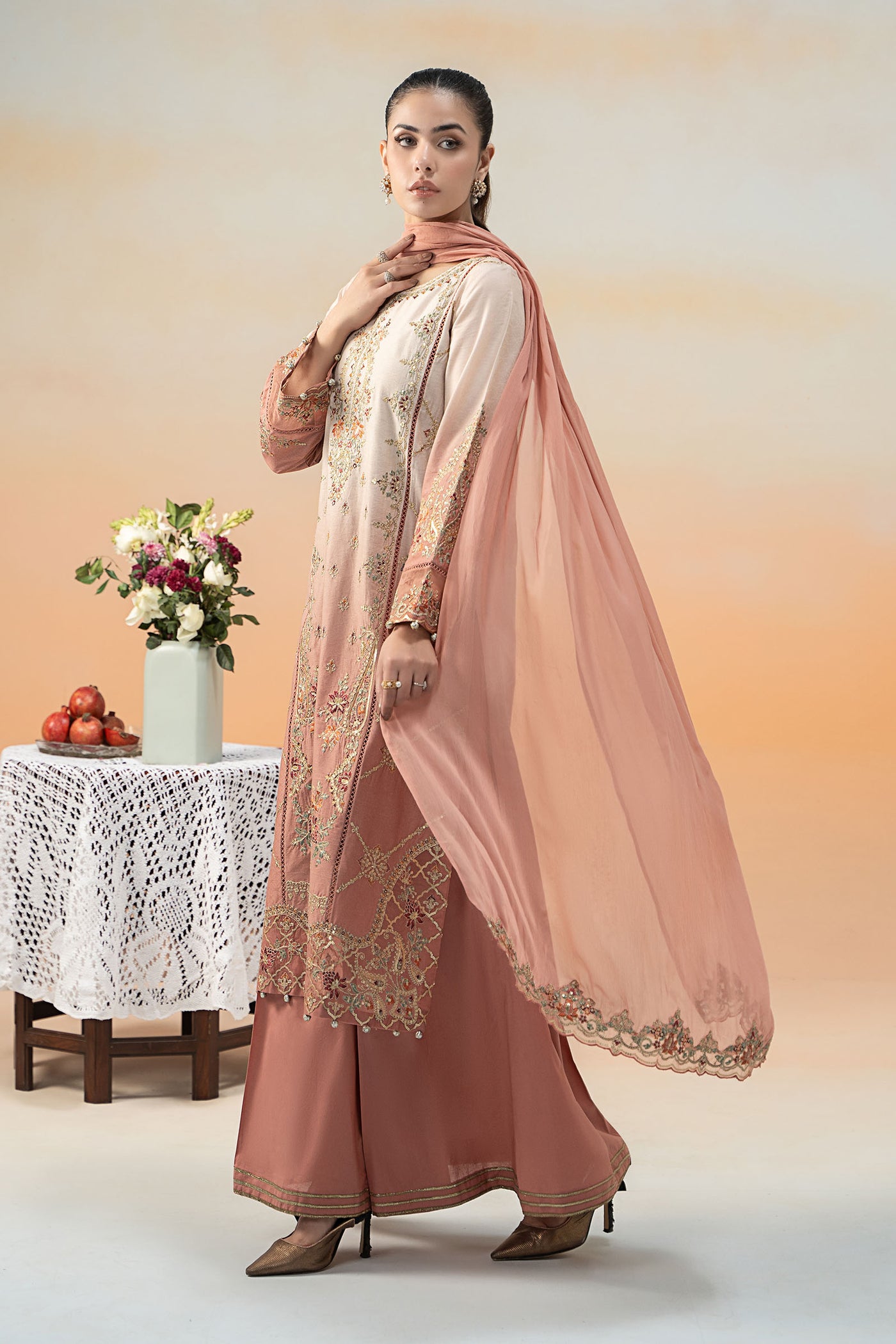 3 Piece Embroidered Self Jacquard Lawn Suit | DW-EF25-71