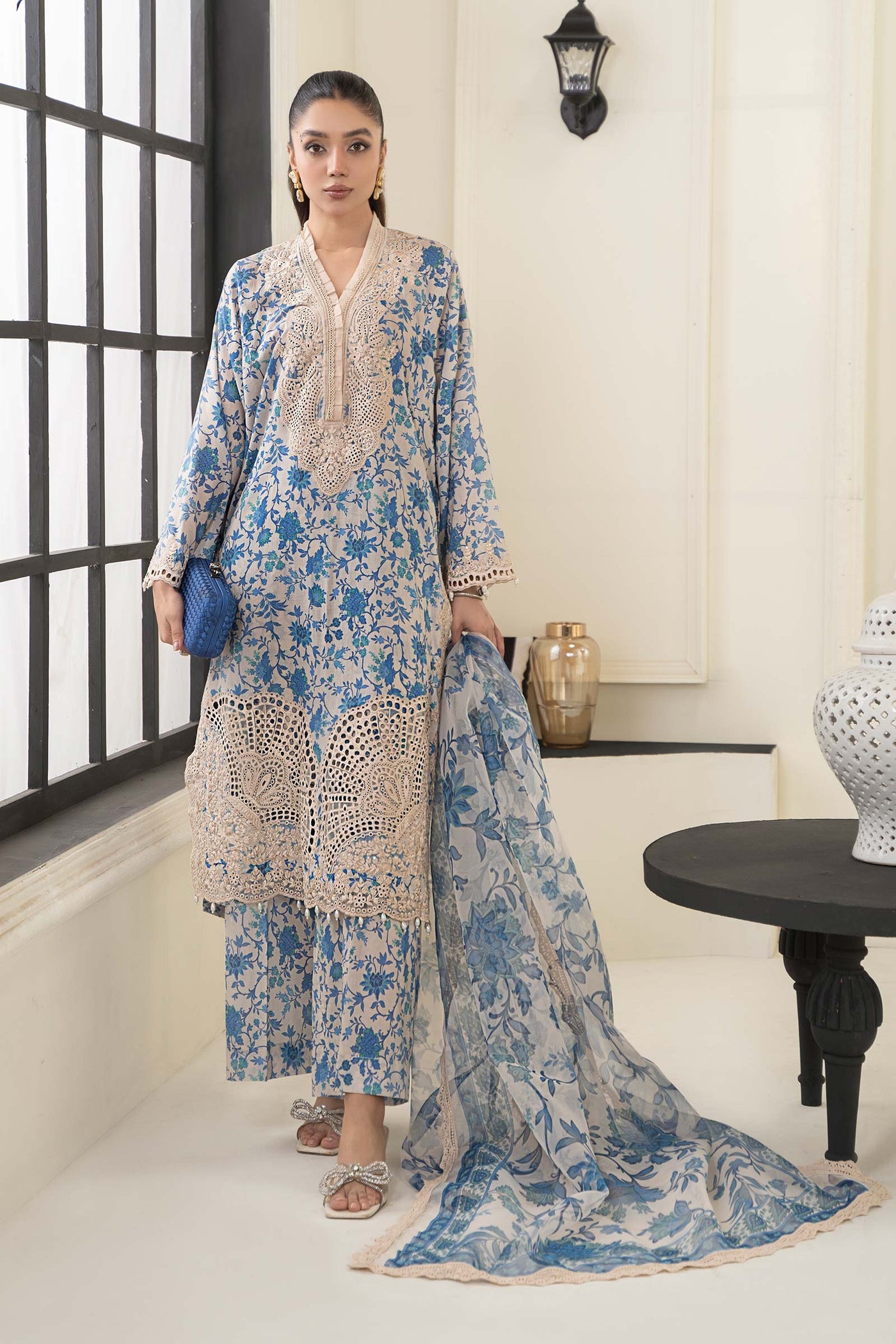 3 Piece Embroidered Lawn Suit | DW-EF24-108