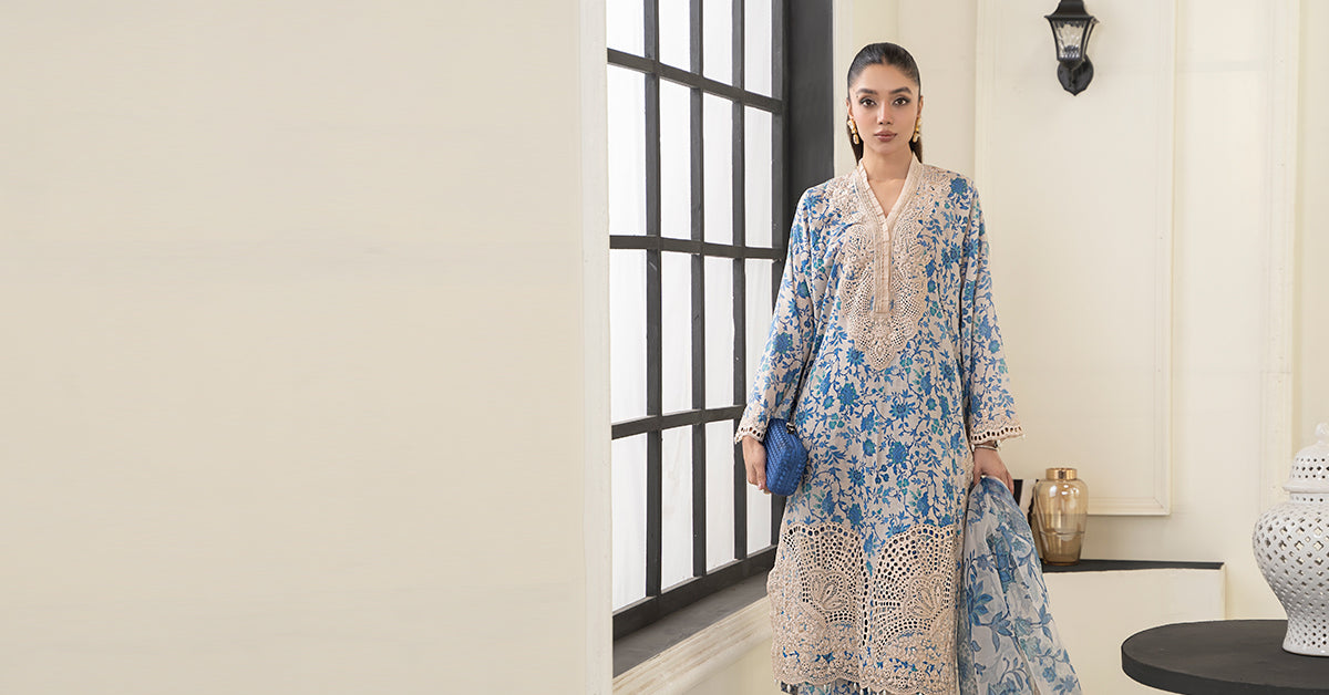 3 Piece Embroidered Lawn Suit | DW-EF24-108