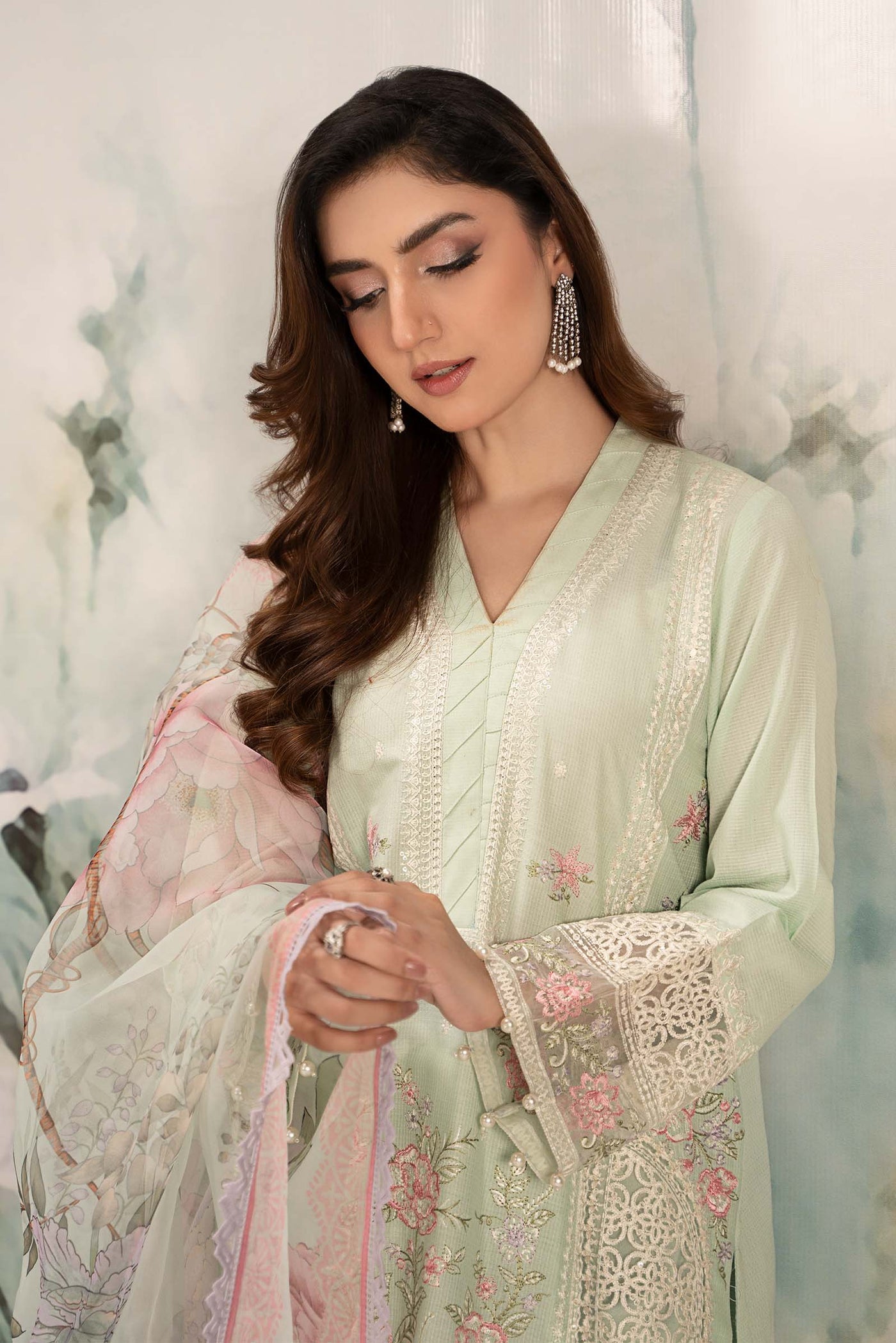 3 Piece Embroidered Dobby Lawn Suit | DW-EF25-151