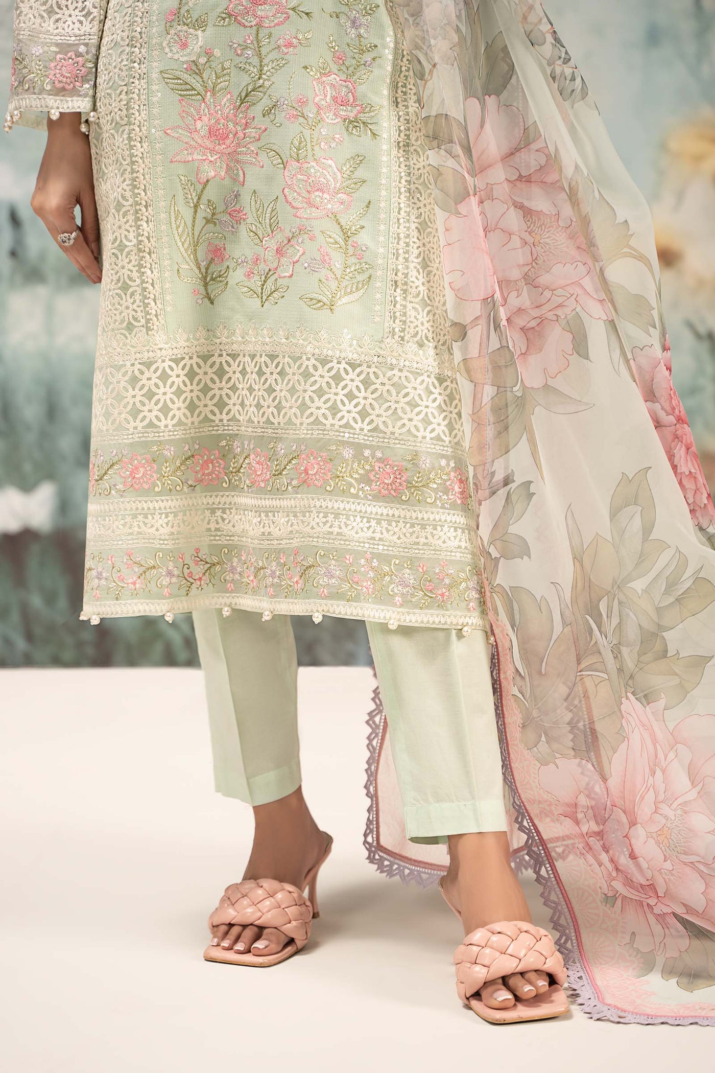 3 Piece Embroidered Dobby Lawn Suit | DW-EF25-151