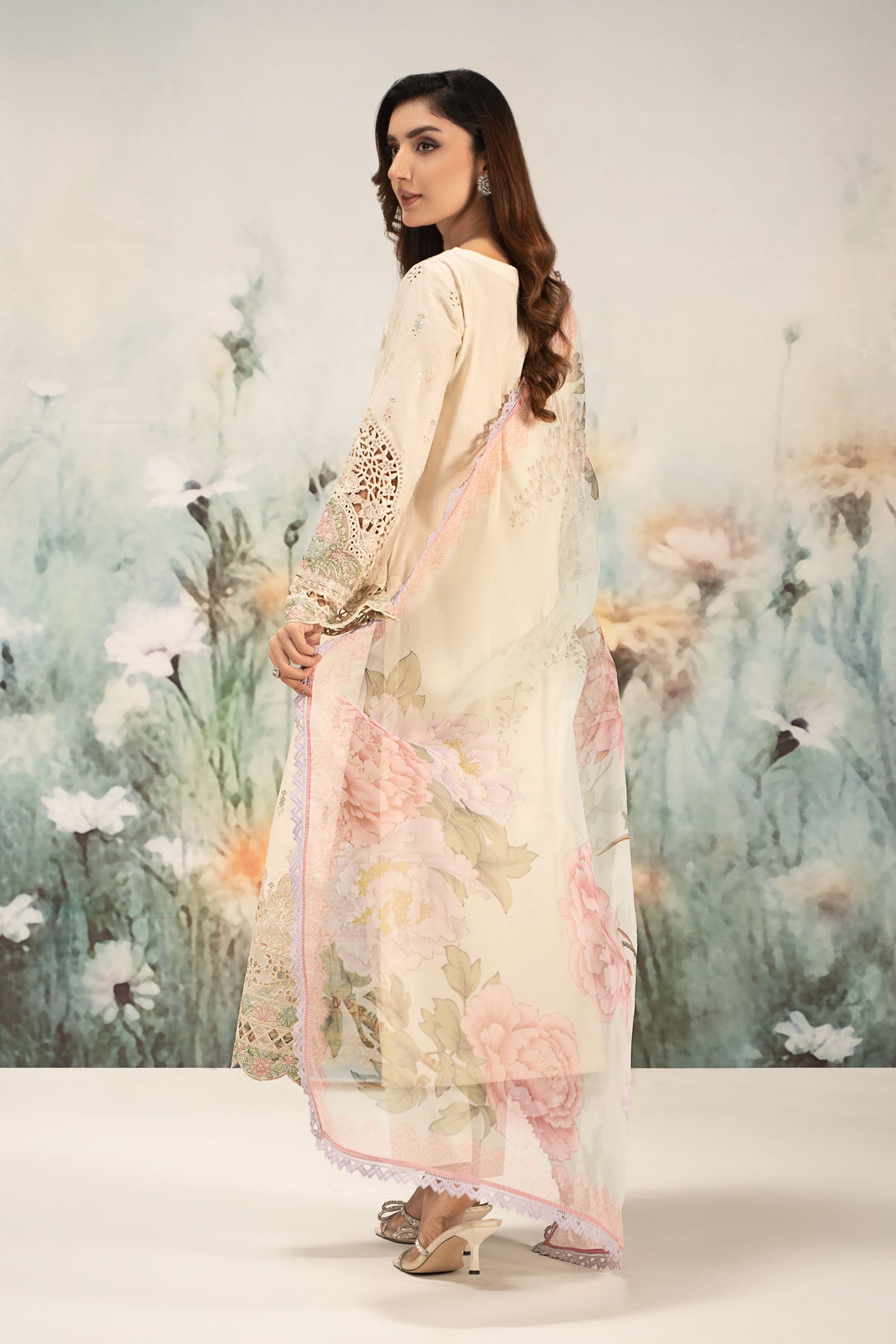 3 Piece Embroidered Self Jacquard Lawn Suit | DW-EF25-47