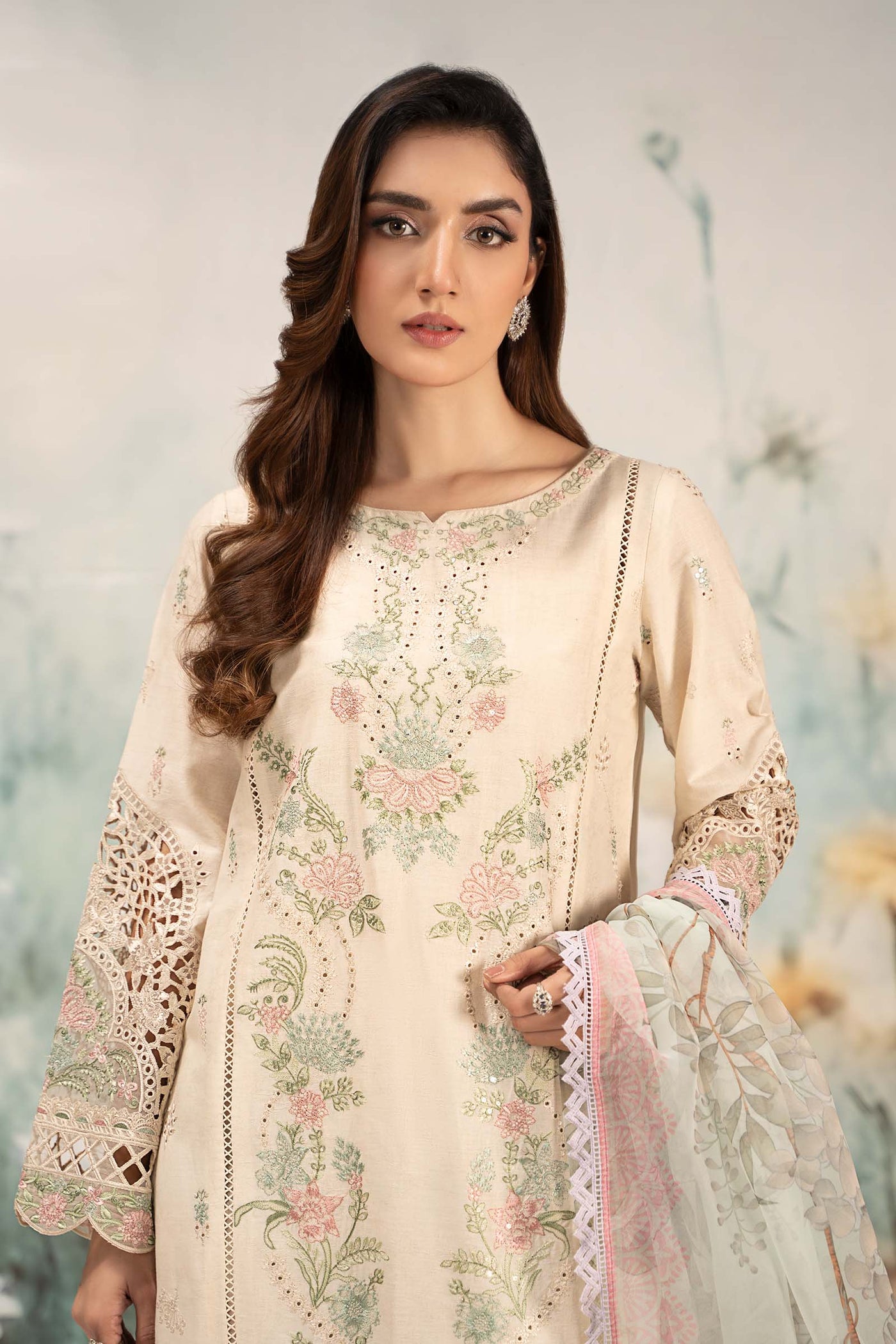 3 Piece Embroidered Self Jacquard Lawn Suit | DW-EF25-47