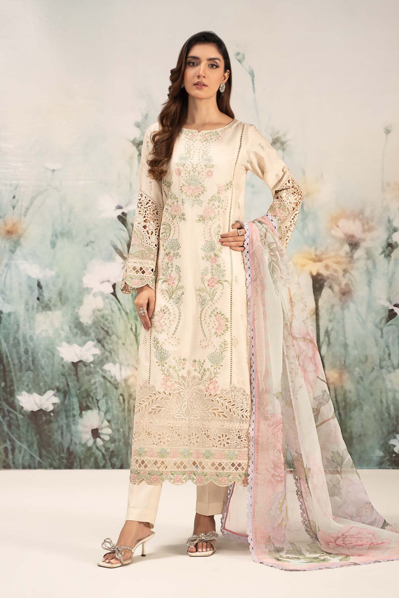 3 Piece Embroidered Self Jacquard Lawn Suit | DW-EF25-47