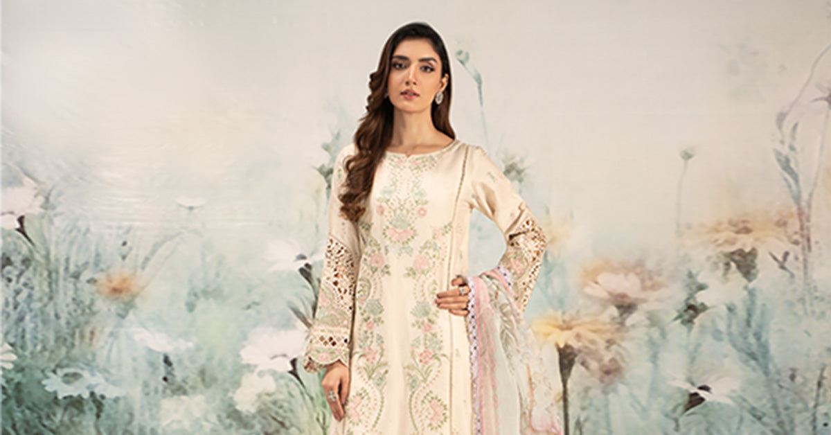 3 Piece Embroidered Self Jacquard Lawn Suit | DW-EF25-47