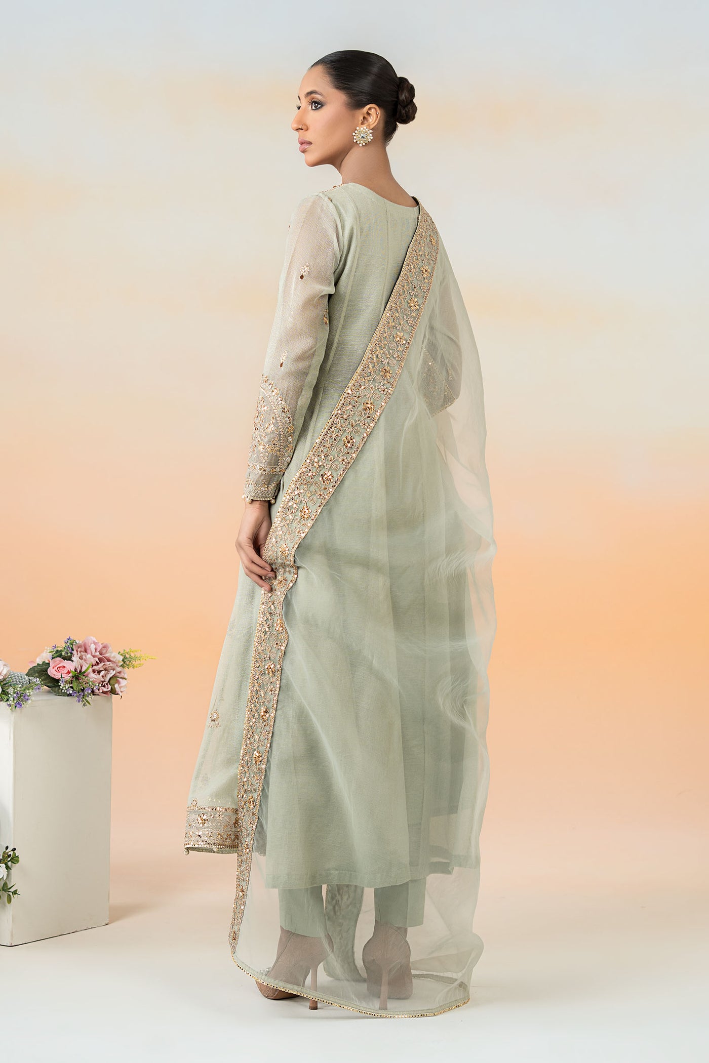 3 Piece Embroidered Cotton Net Suit | DW-EF25-88