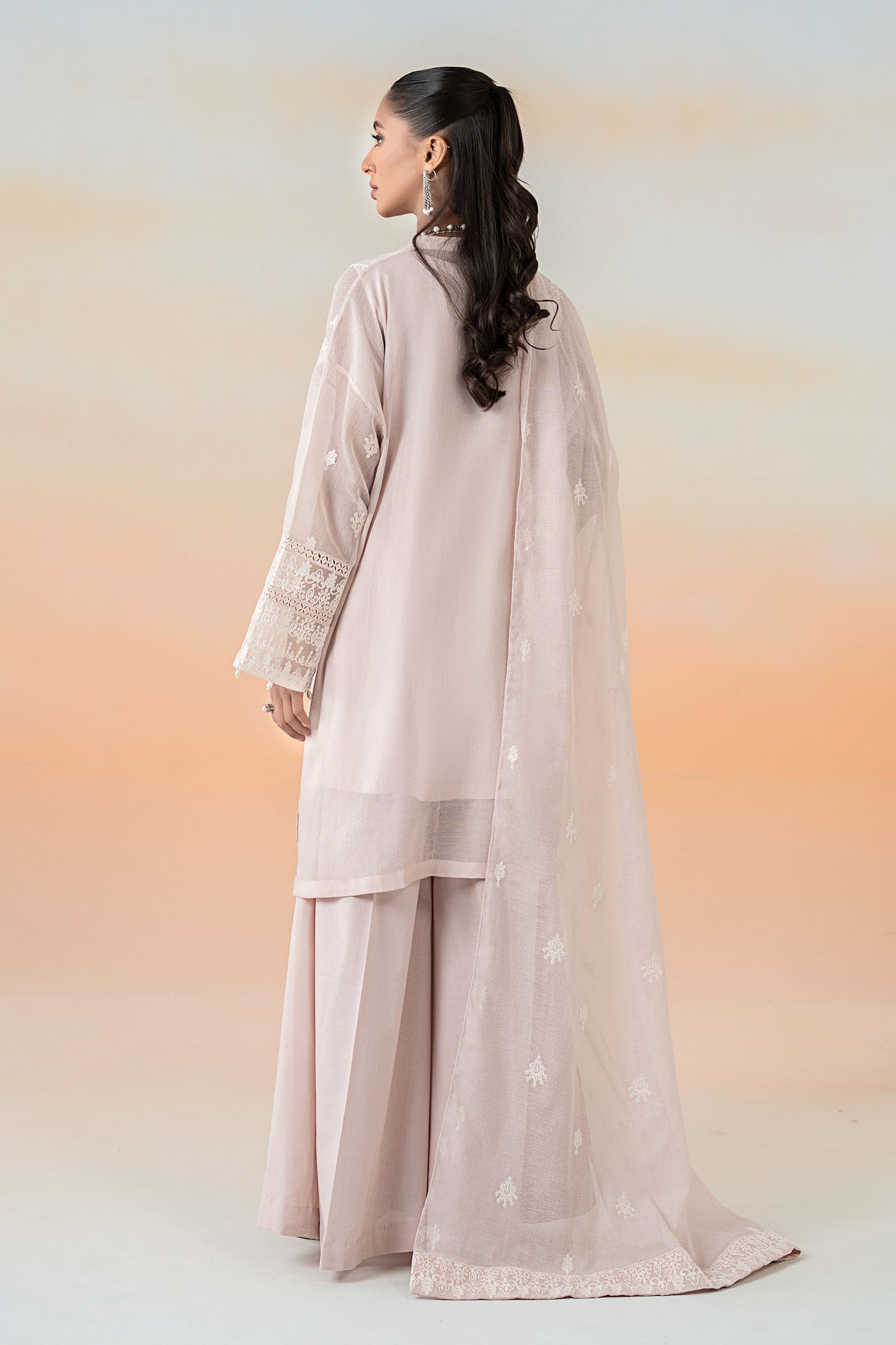 3 Piece Embroidered Cotton Net Suit | DW-EF25-92