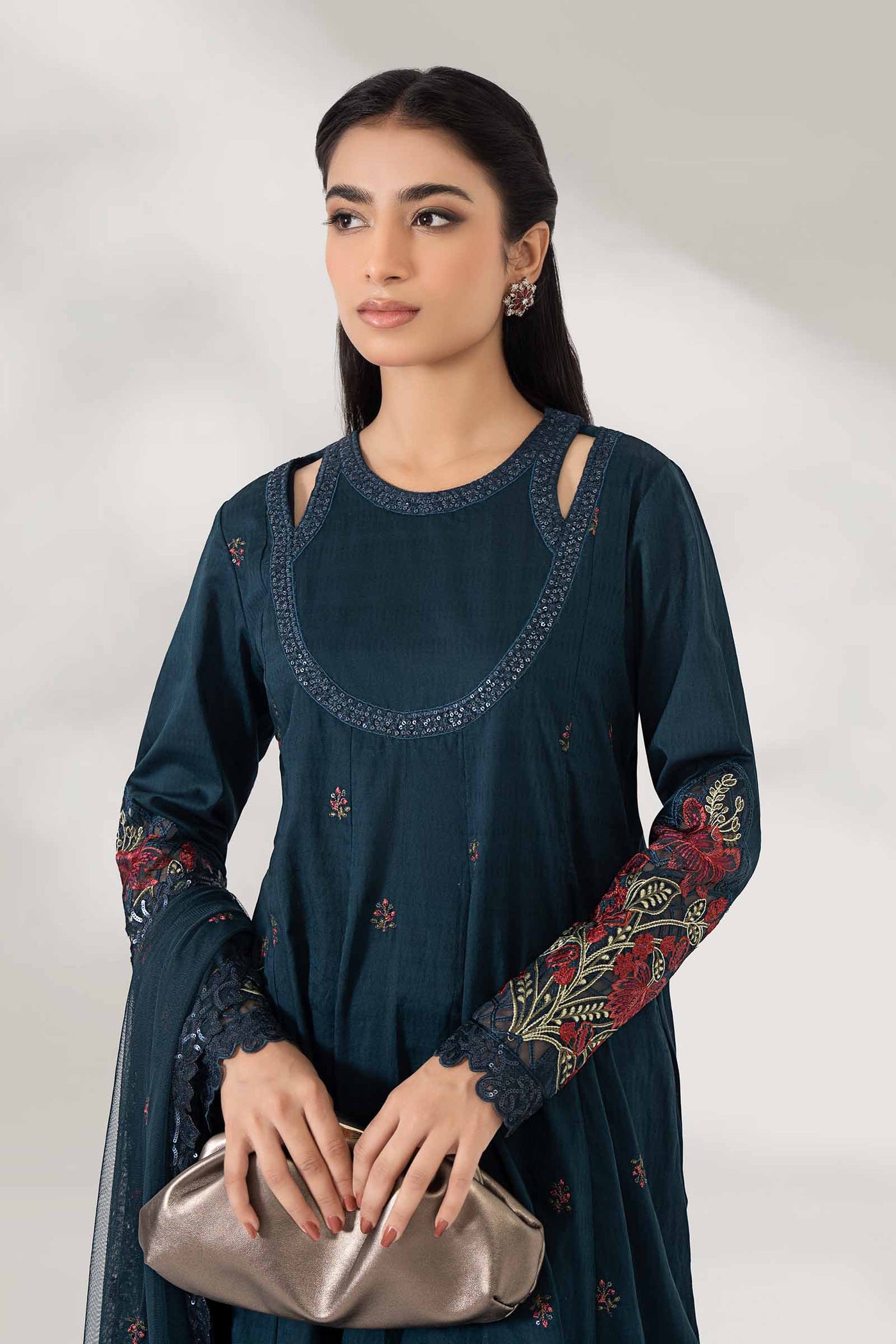 3 Piece Embroidered Dobby Lawn Suit | DW-PF24-05