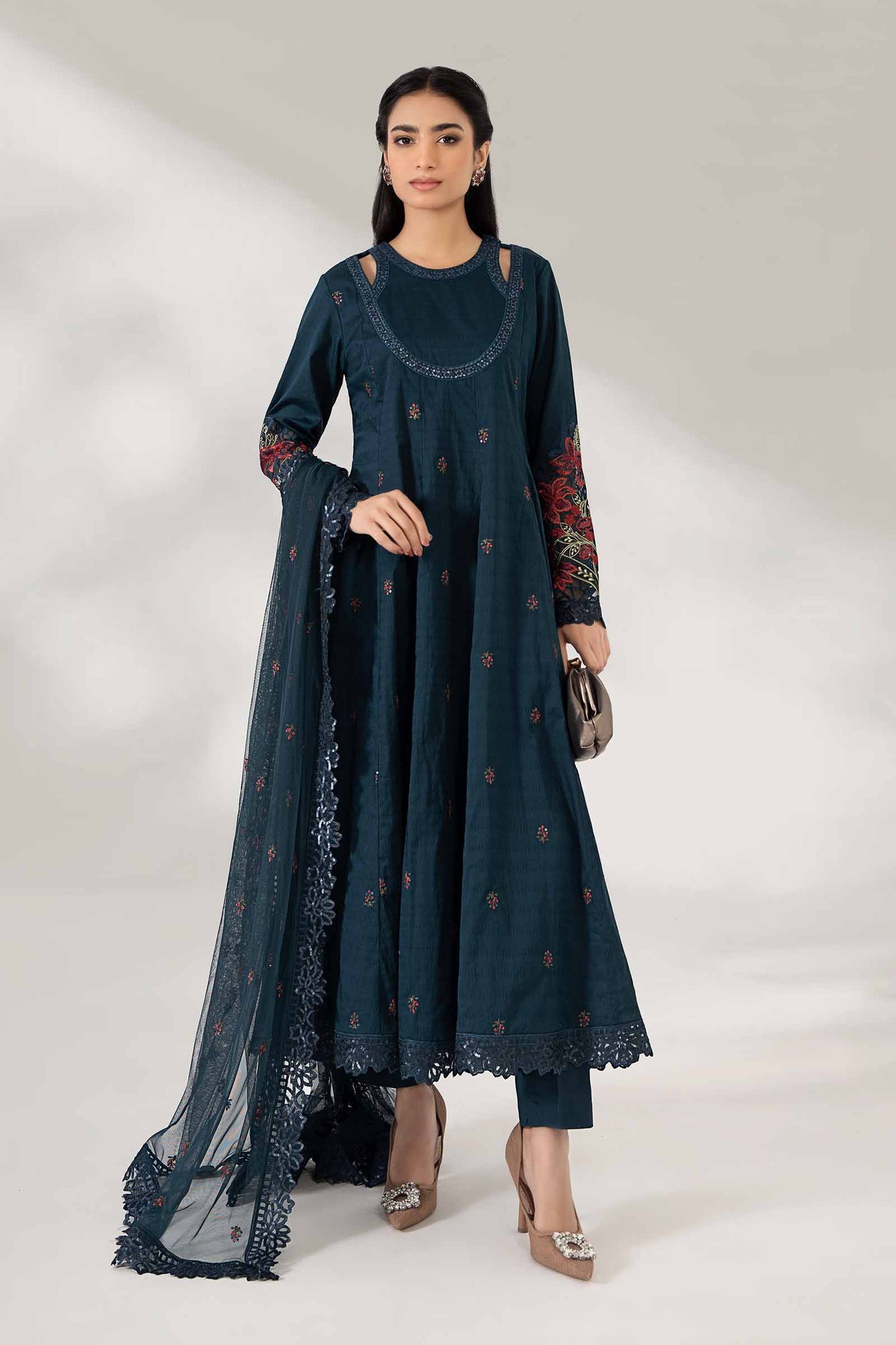 3 Piece Embroidered Dobby Lawn Suit | DW-PF24-05