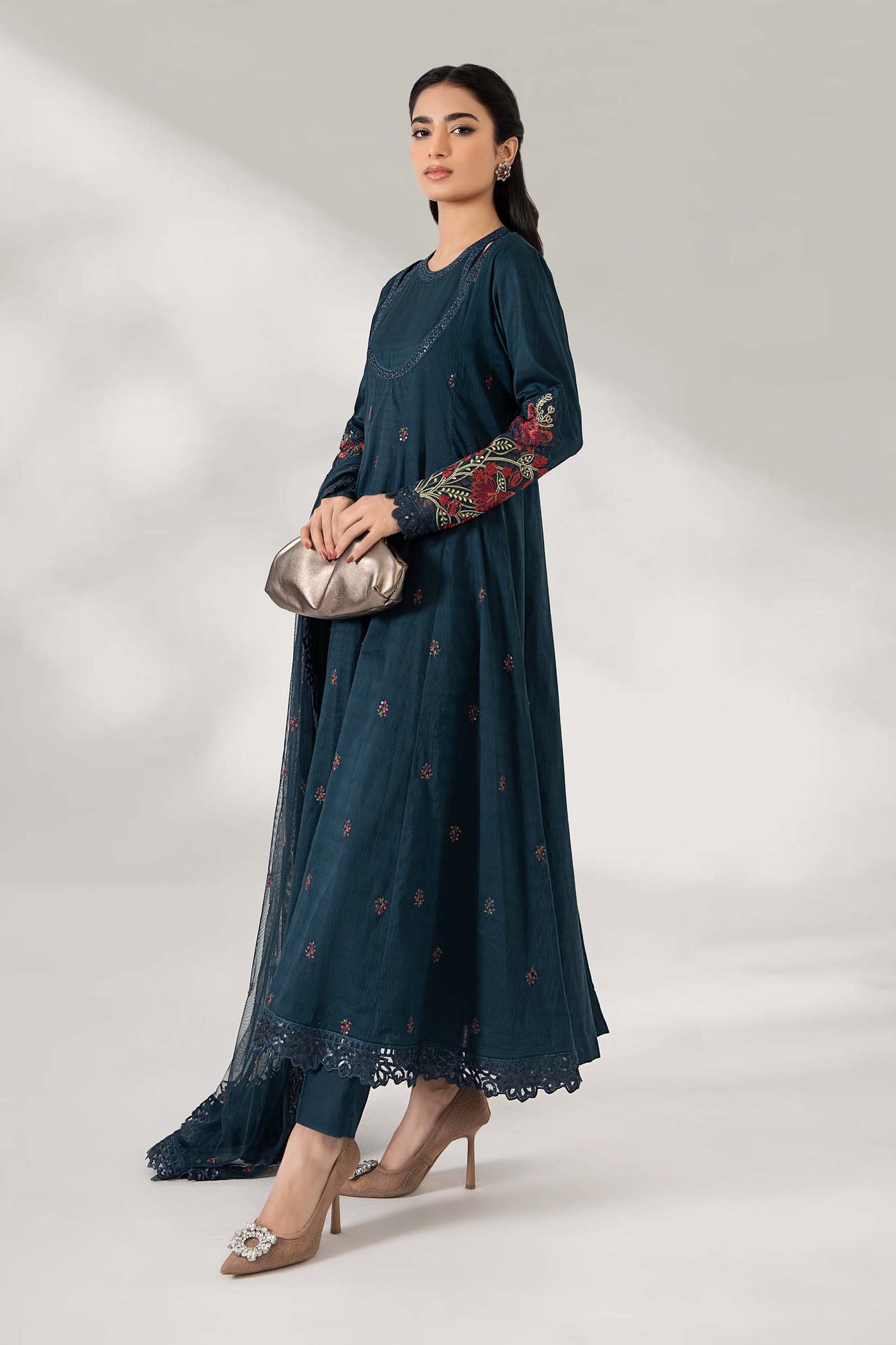 3 Piece Embroidered Dobby Lawn Suit | DW-PF24-05