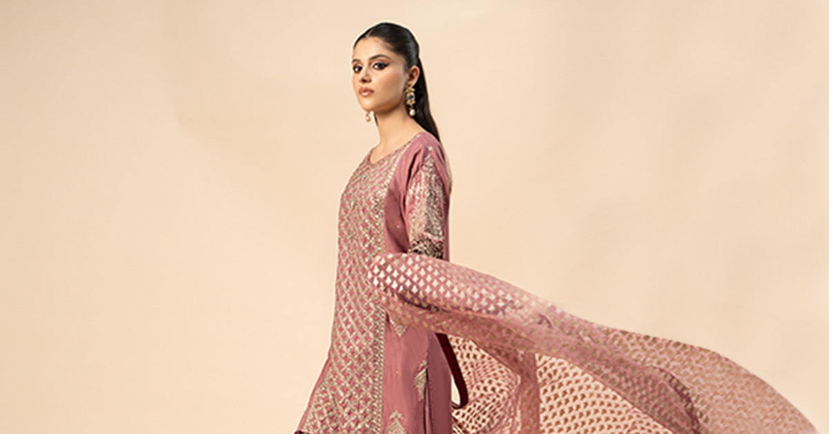 3 Piece Embroidered Linen Suit | DW-W24-05