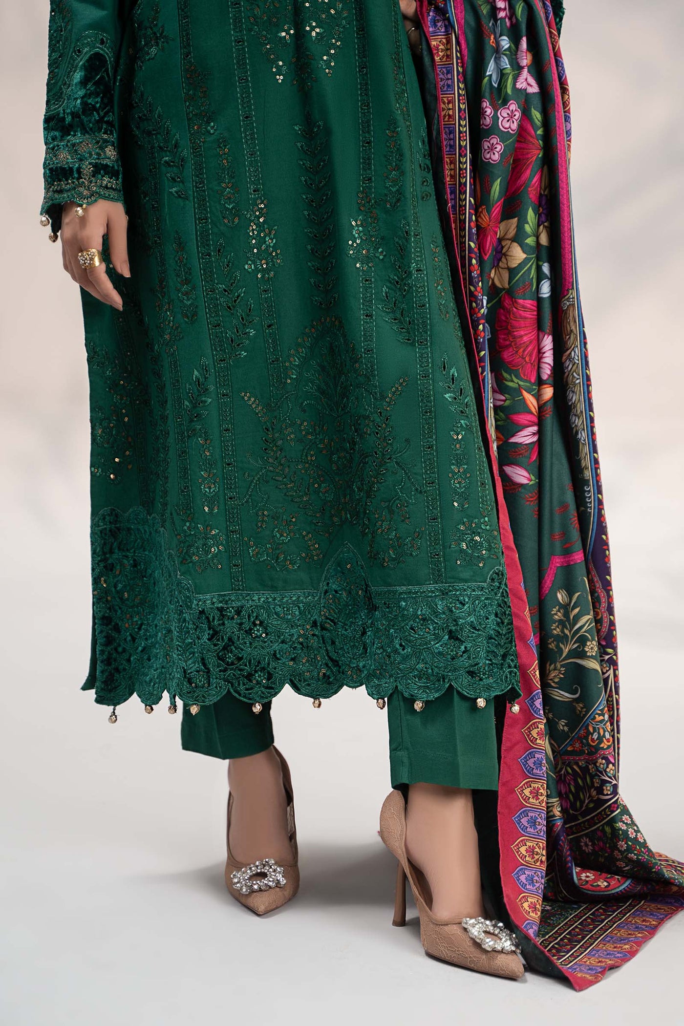 3 Piece Embroidered Khaddar Suit | DW-W24-104