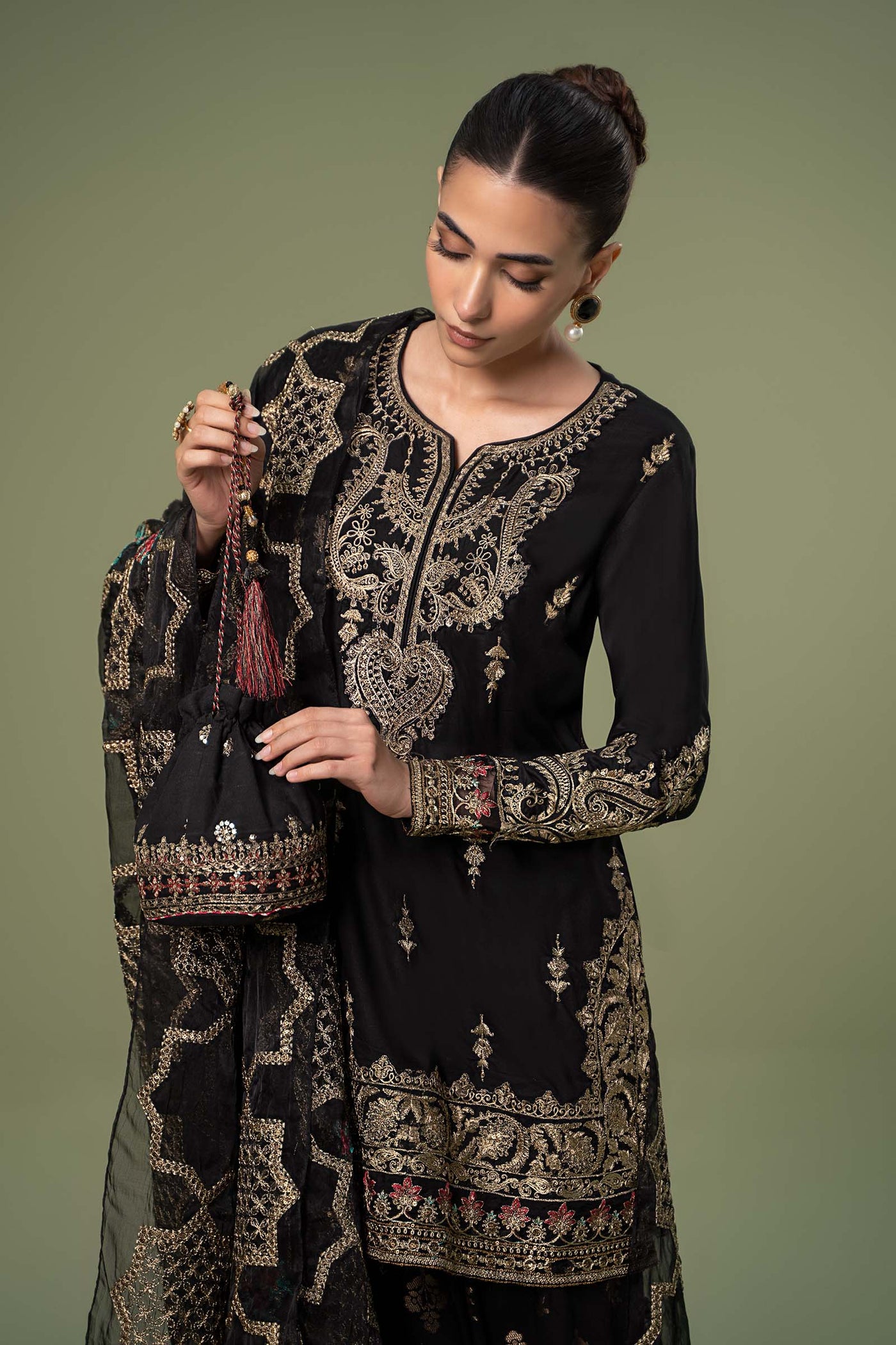 3 Piece Embroidered Linen Suit | DW-W24-105