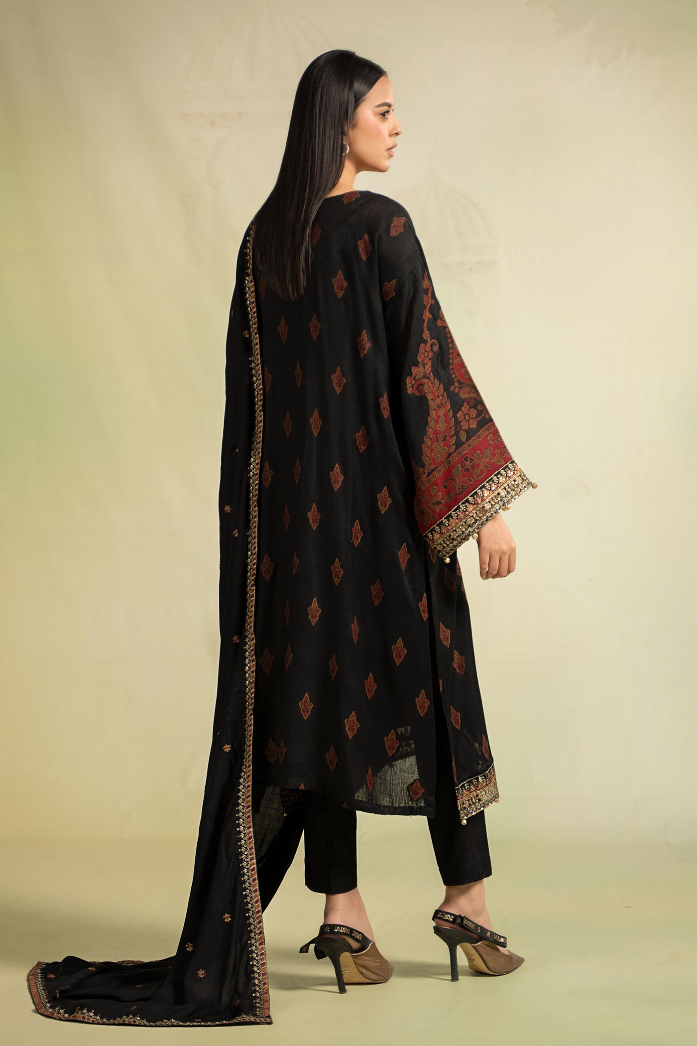 3 Piece Embroidered Woven Khadi Suit | DW-W24-107