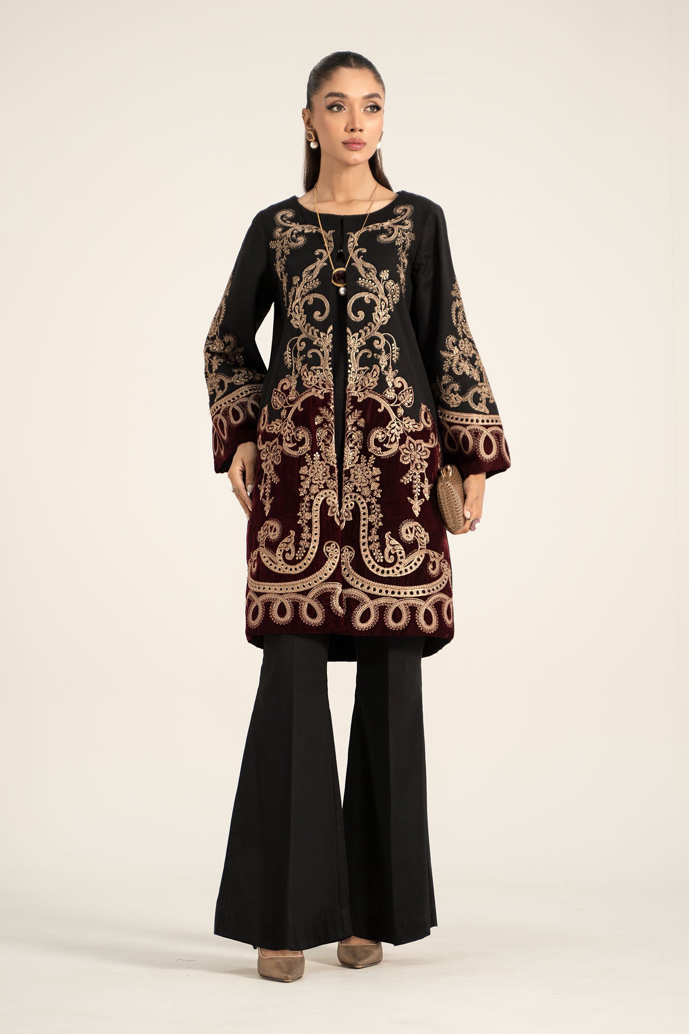 3 Piece Embroidered Khaddar Suit | DW-W24-113