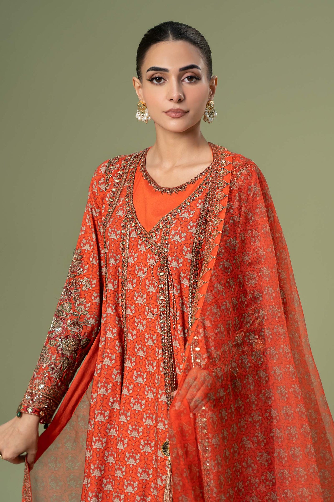 3 Piece Embroidered Linen Suit | DW-W24-128