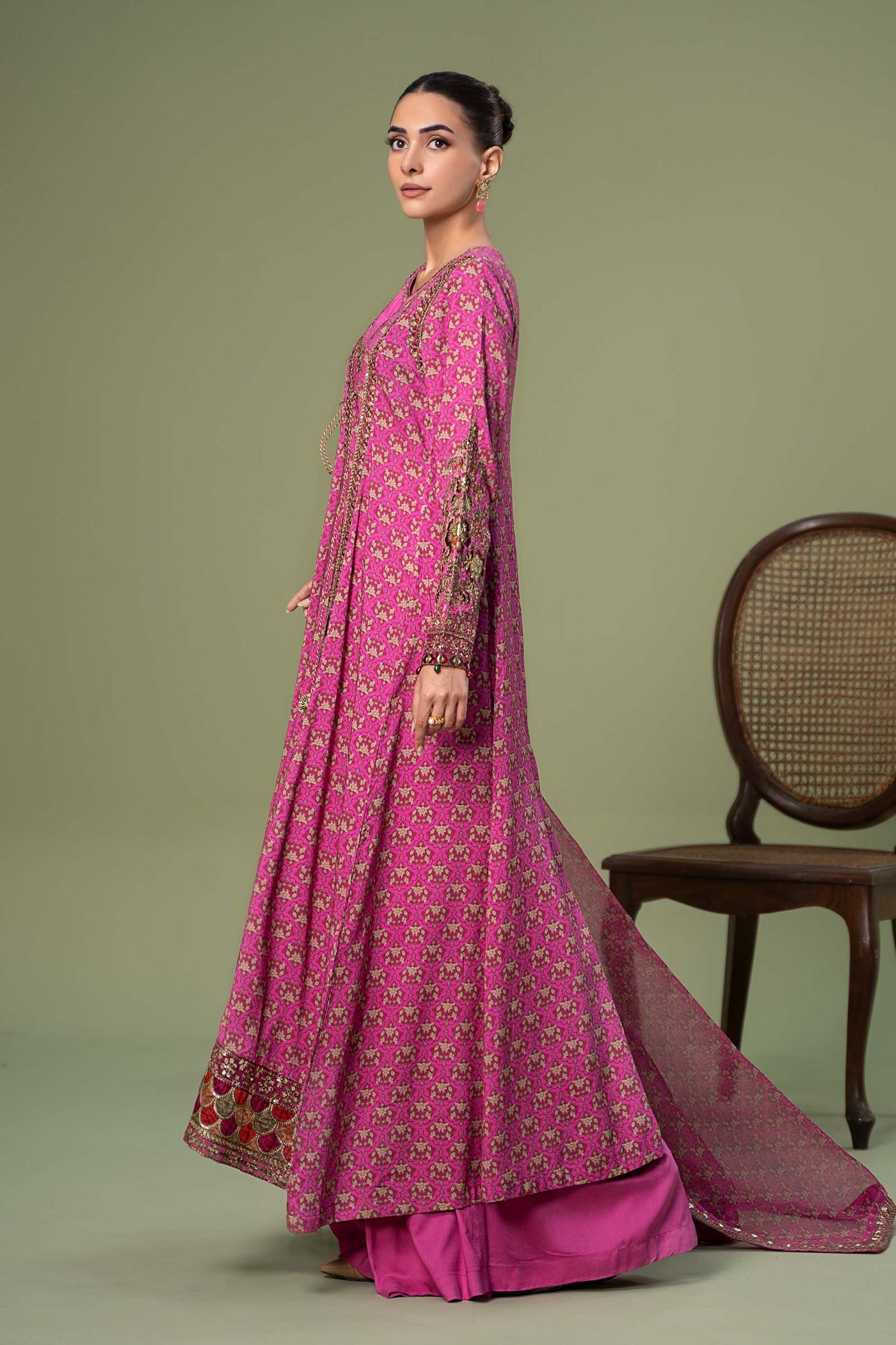 3 Piece Embroidered Linen Suit | DW-W24-128