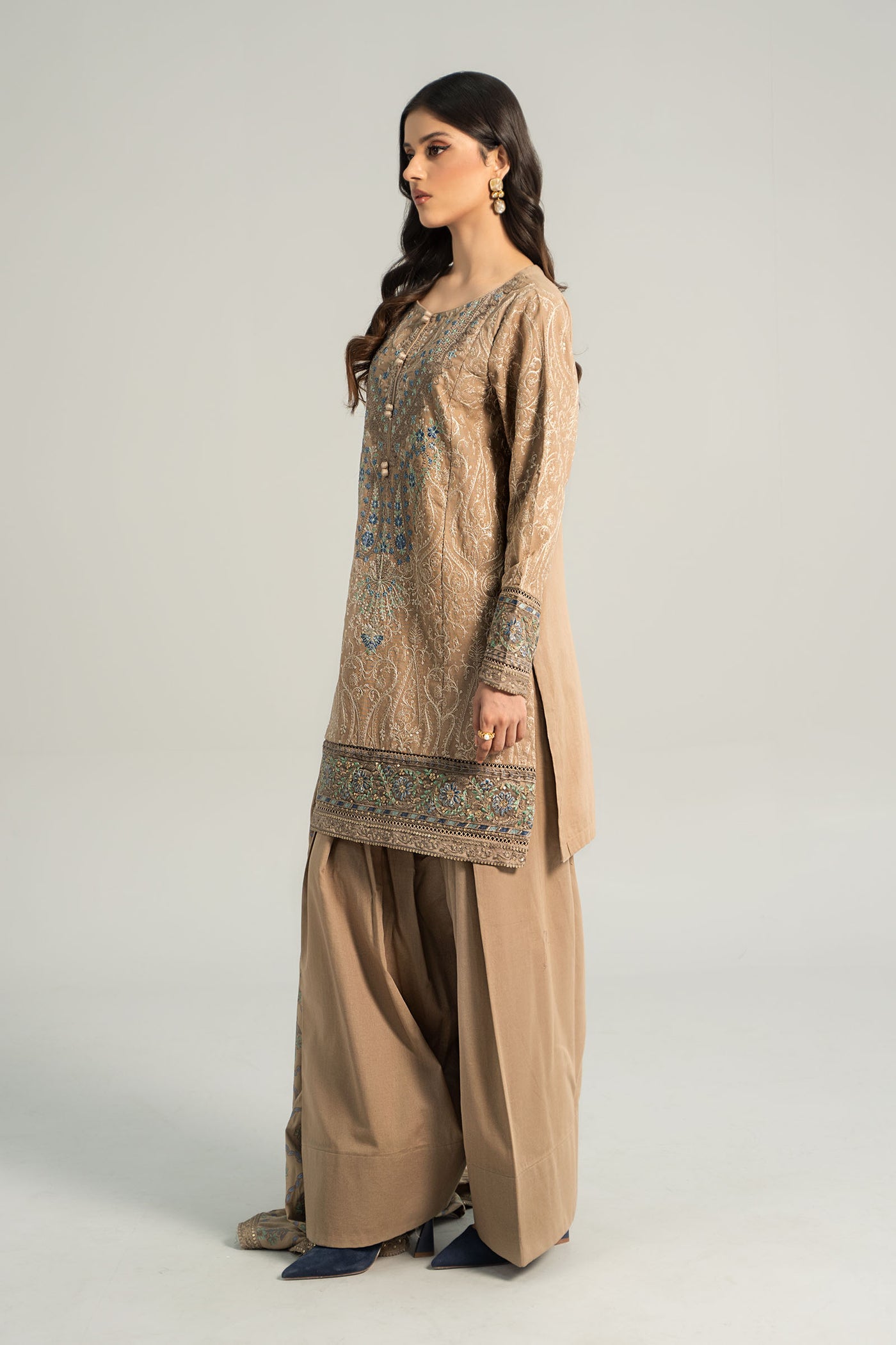 3 Piece Embroidered Khaddar Suit | DW-W24-12