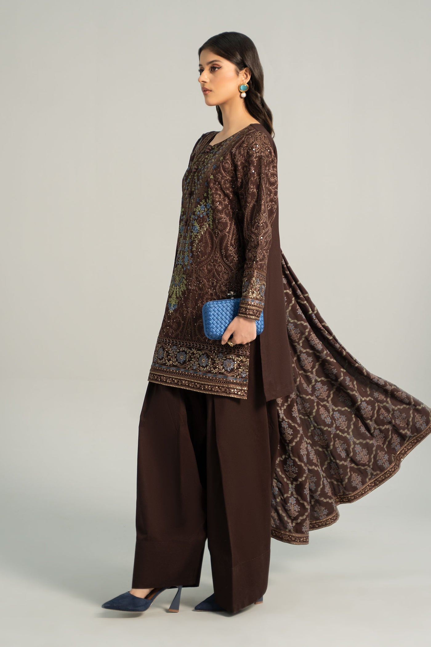 3 Piece Embroidered Khaddar Suit | DW-W24-12