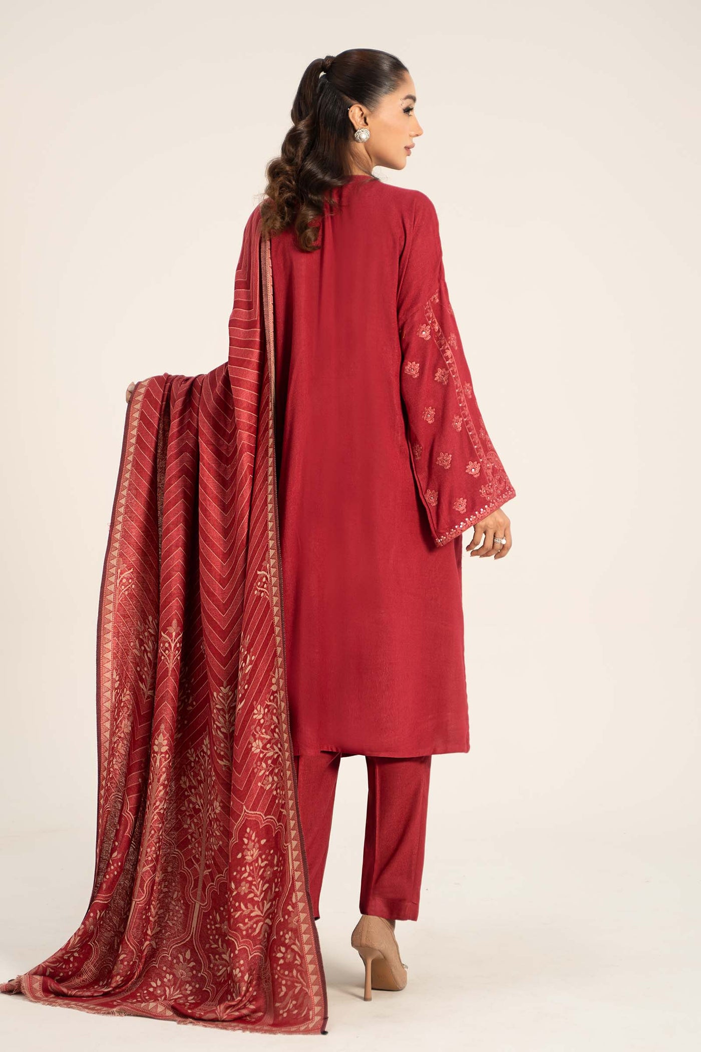 3 Piece Embroidered Pashmina Wool Suit | DW-W24-14