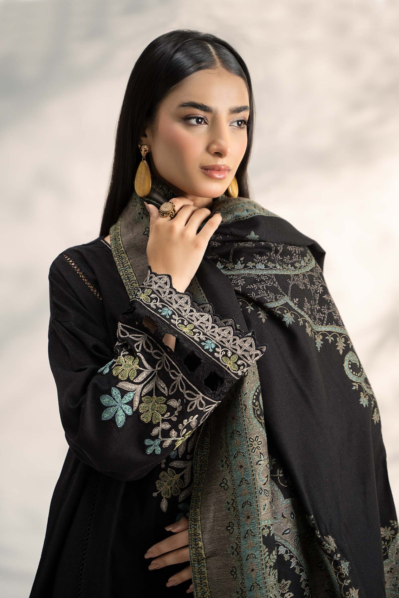 3 Piece Embroidered Khaddar Suit | DW-W24-19