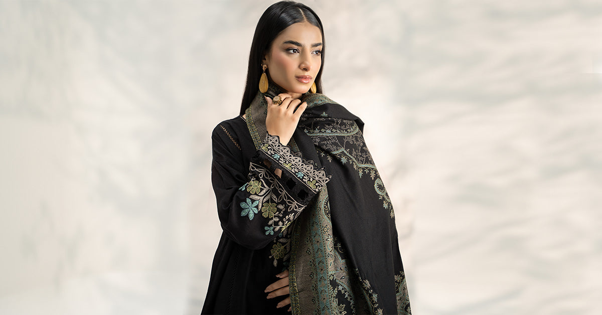 3 Piece Embroidered Khaddar Suit | DW-W24-19