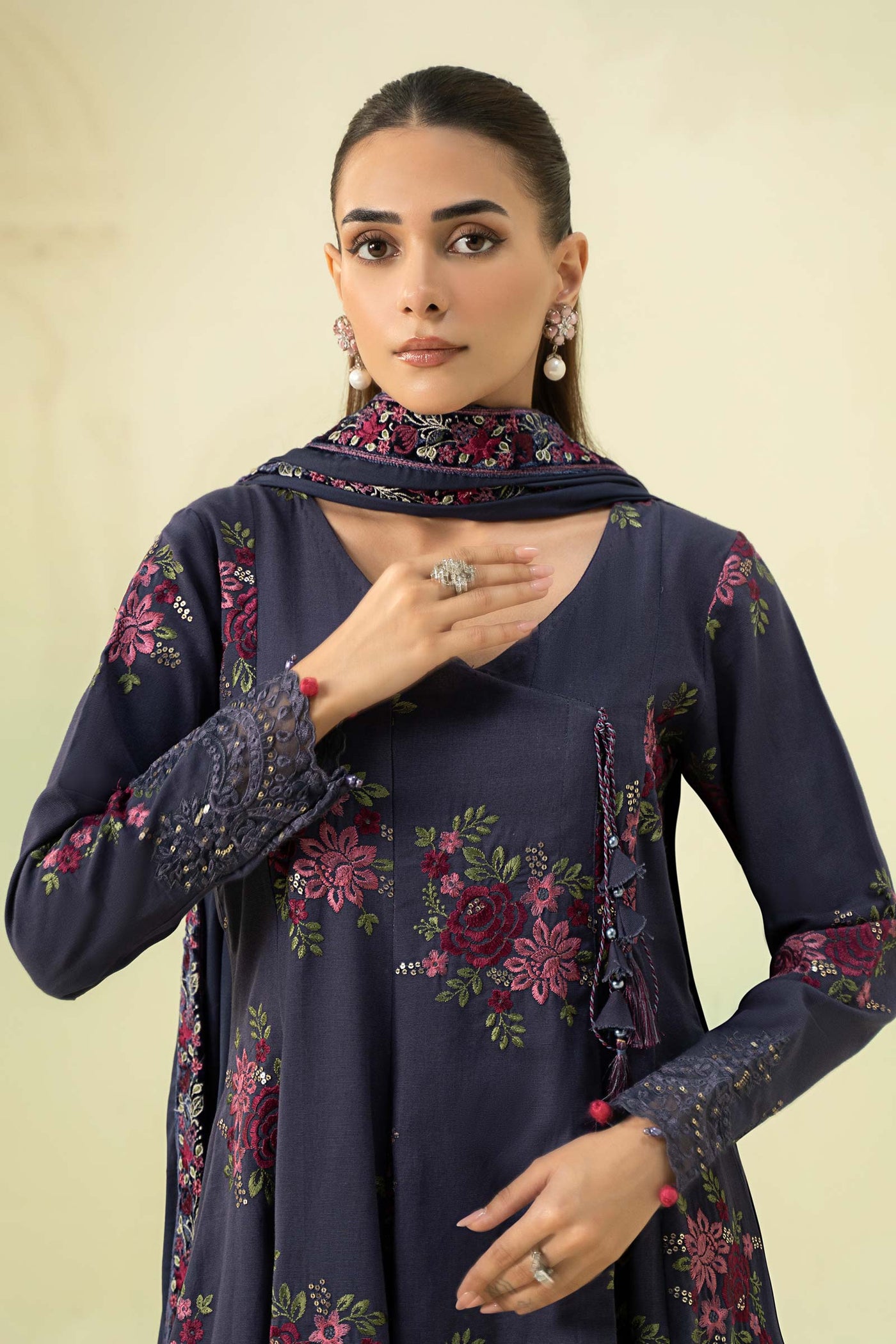 3 Piece Embroidered Khaddar Suit | DW-W24-33