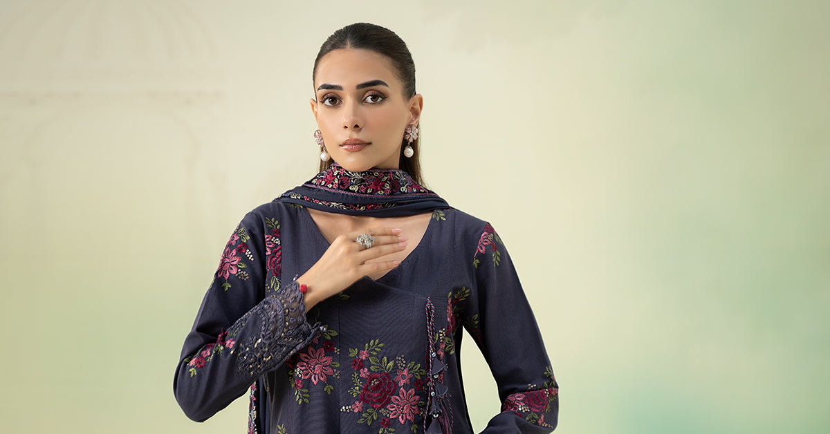 3 Piece Embroidered Khaddar Suit | DW-W24-33