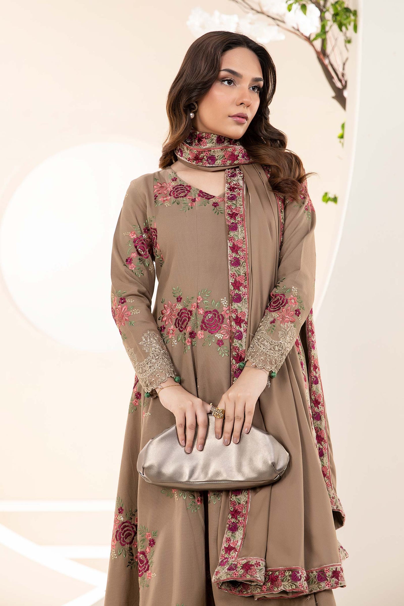 3 Piece Embroidered Khaddar Suit | DW-W24-33