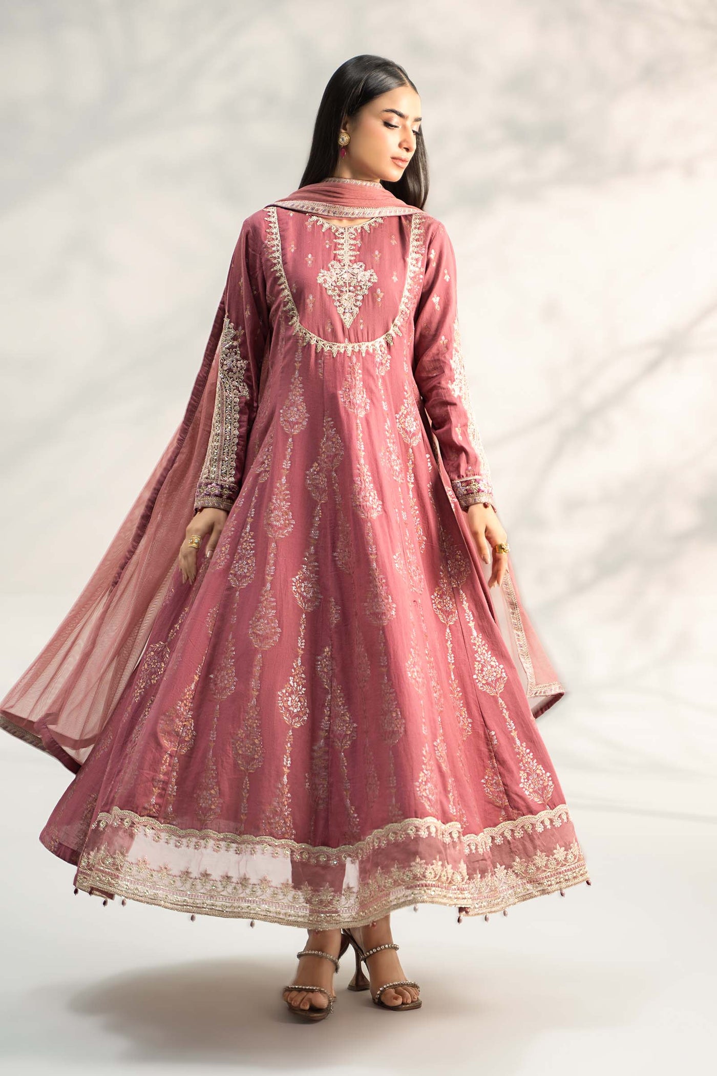 3 Piece Embroidered Jacquard Suit | DW-W24-81