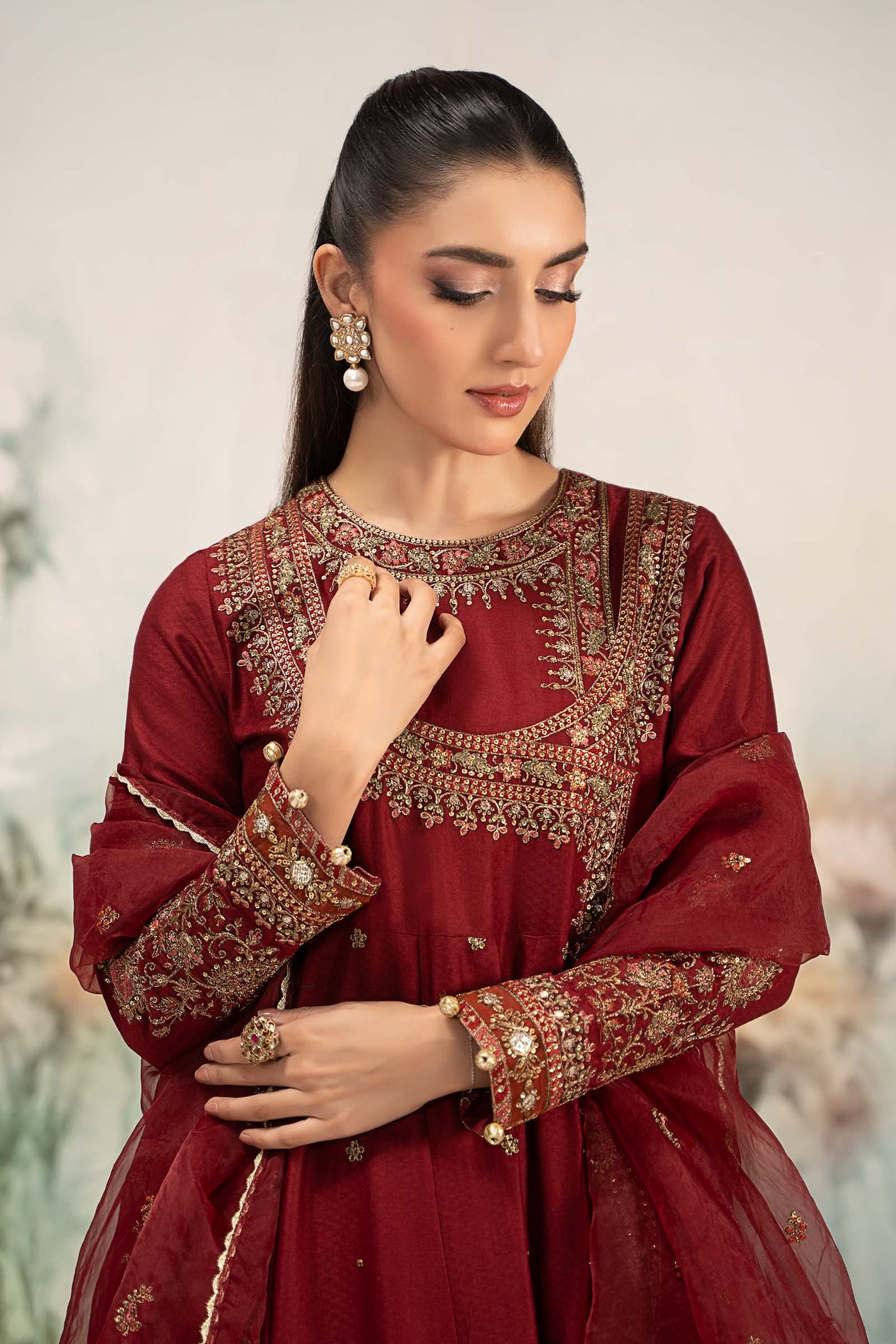 3 Piece Embroidered Dobby Lawn Suit | DW-EF25-40